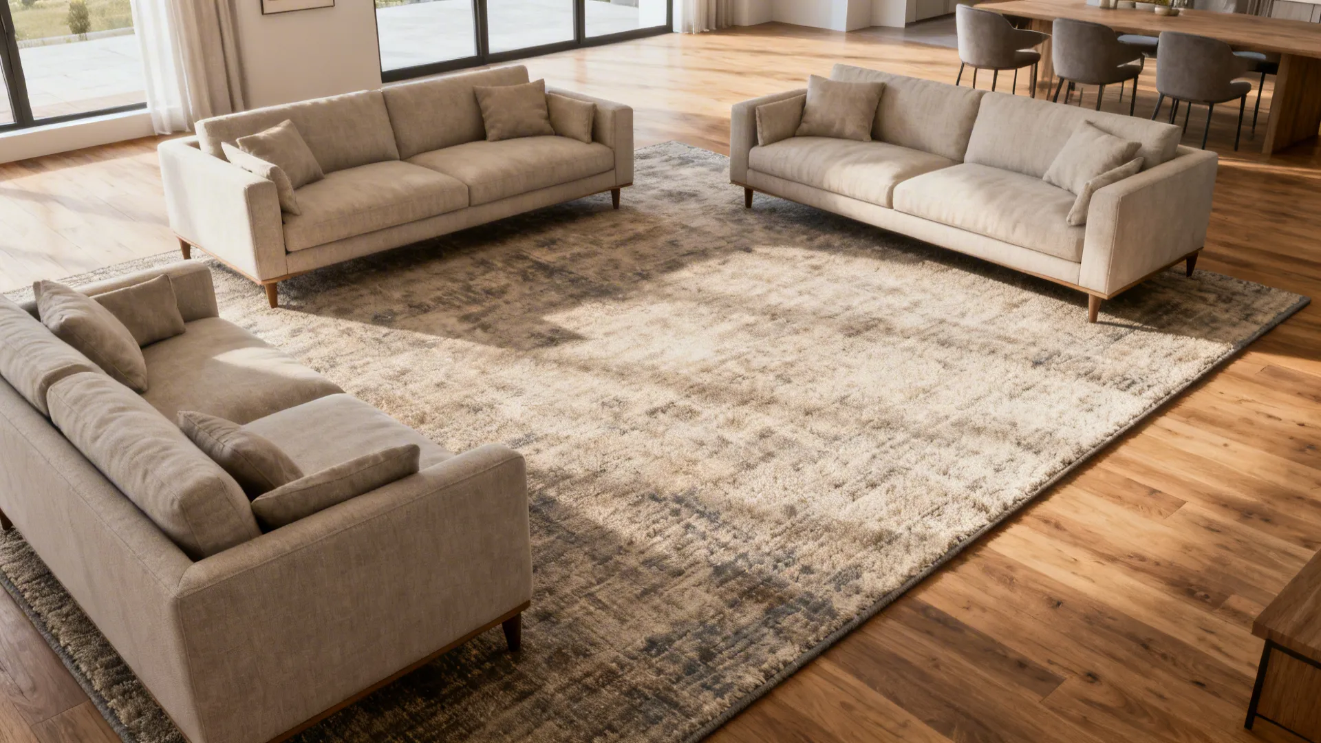 1. Full-room anchor (all furniture on the rug)