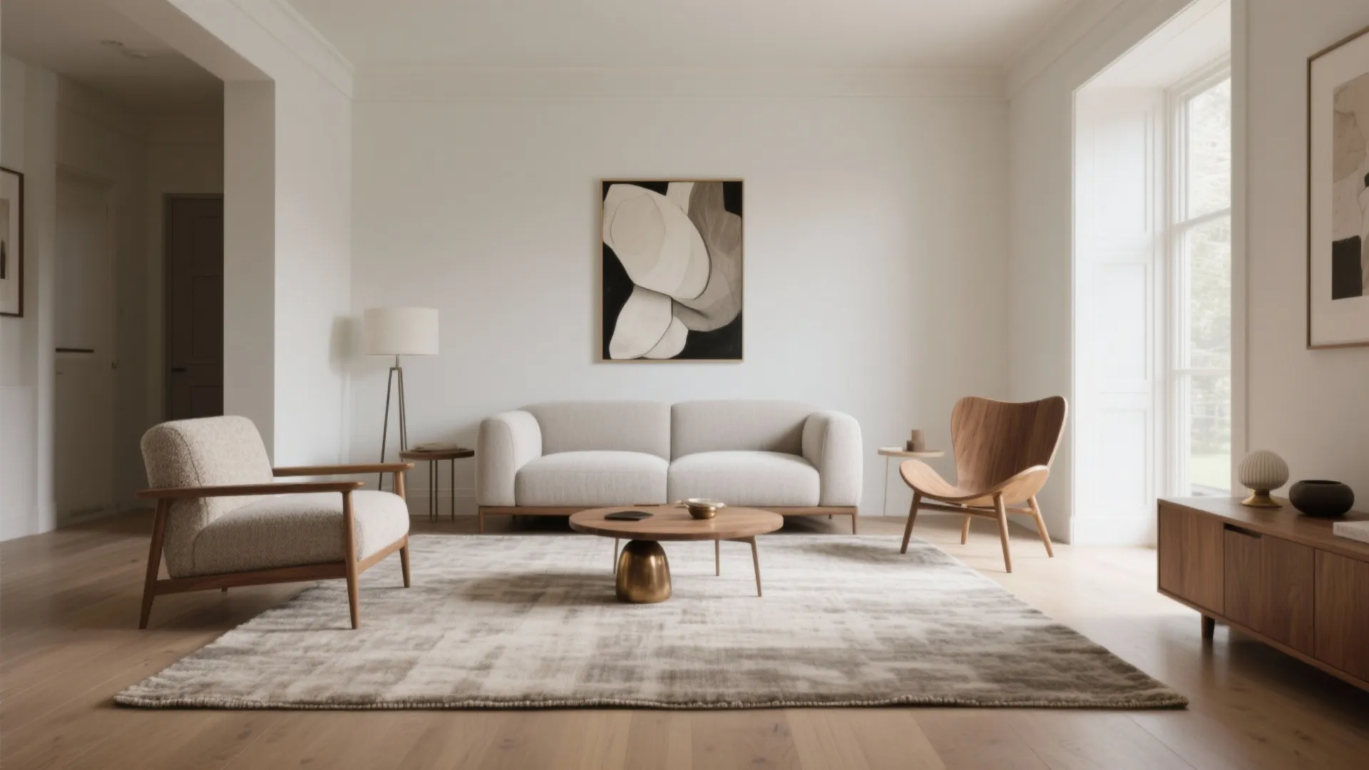 Idea 3: Use one rug and one hero piece to anchor