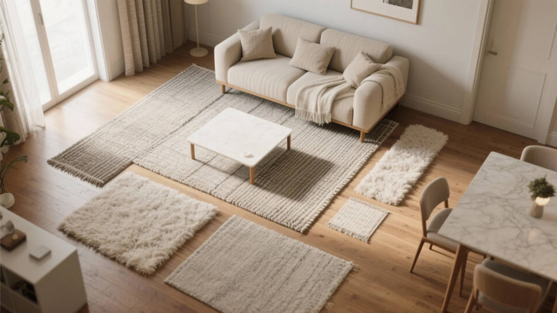 Layered Rugs Over a Calm Base