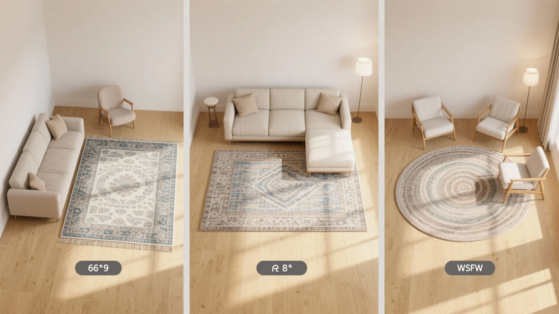 Layout examples: anchoring different seating styles