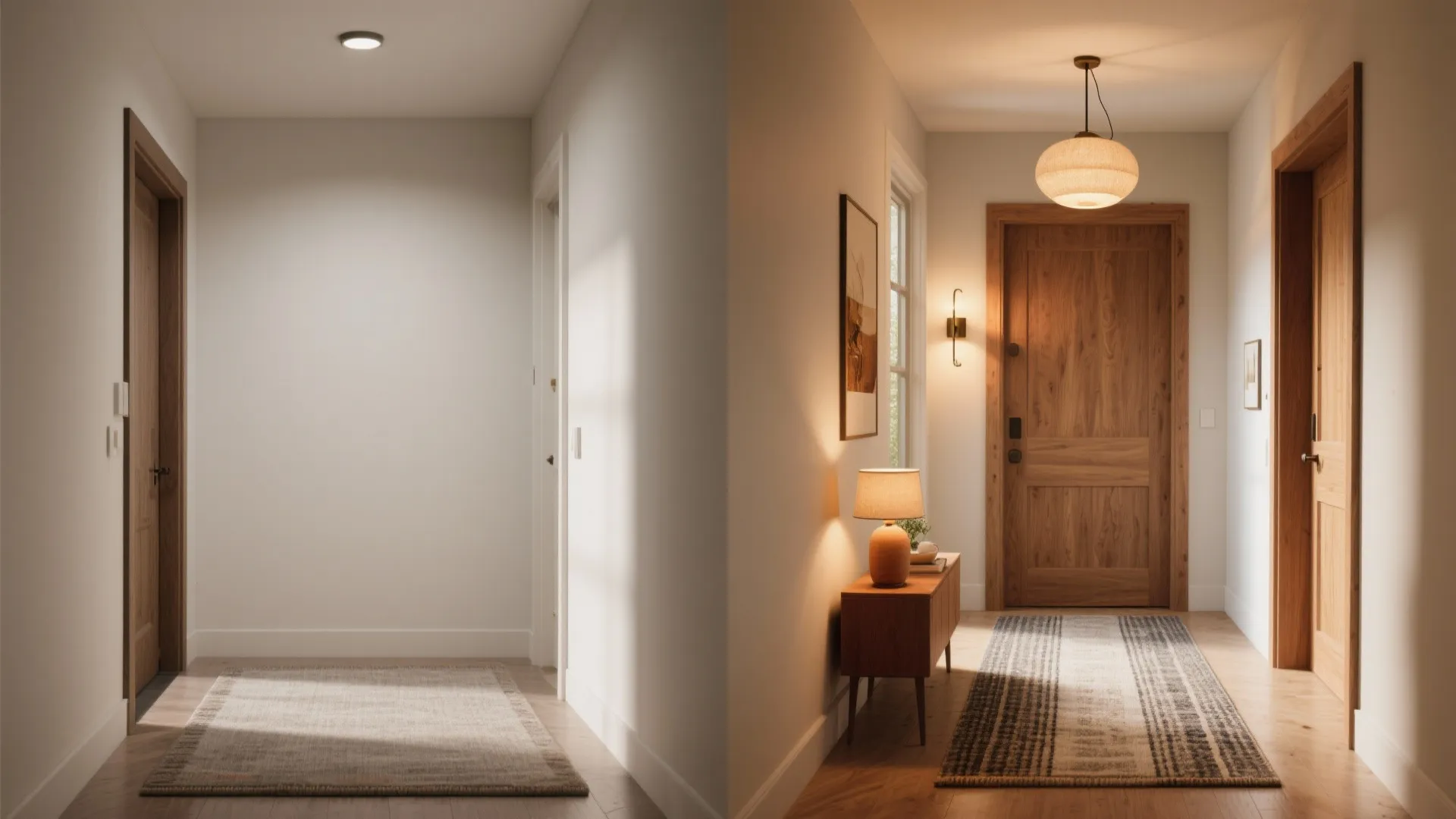 4. Define the entry with rug and lighting