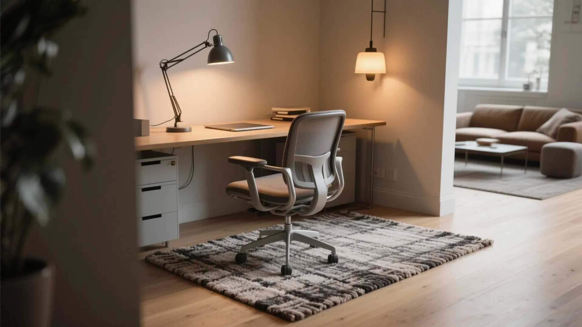 3. Zone the room with rugs and lighting