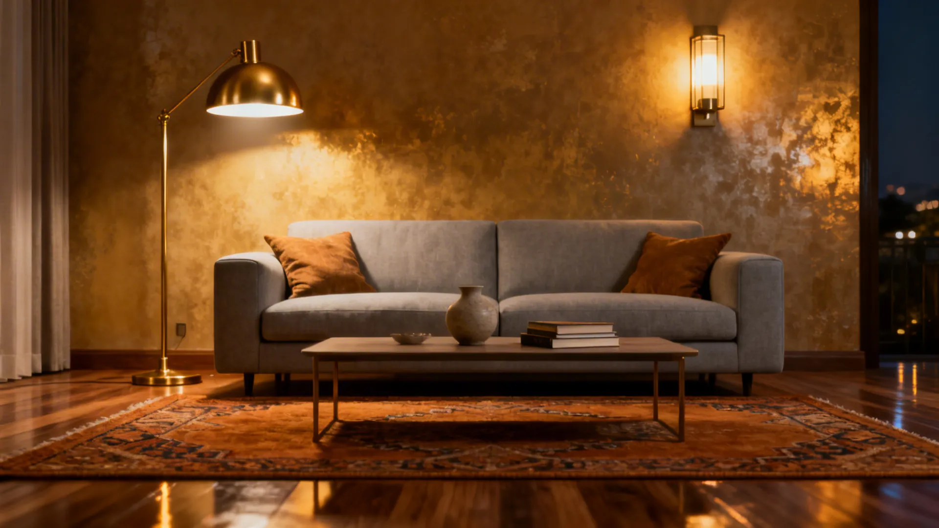 3. Define the seating with rugs and lighting