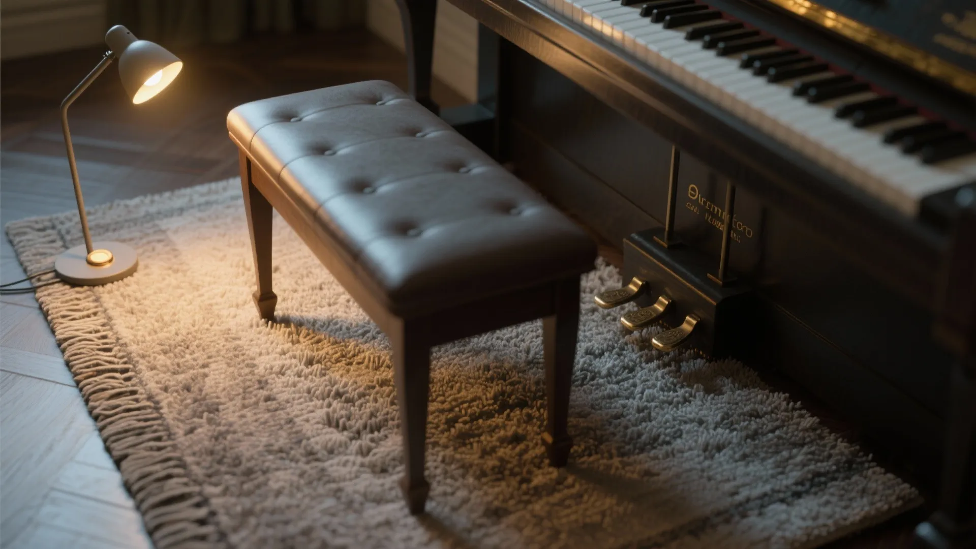 4. Use rugs and lighting to define the piano zone