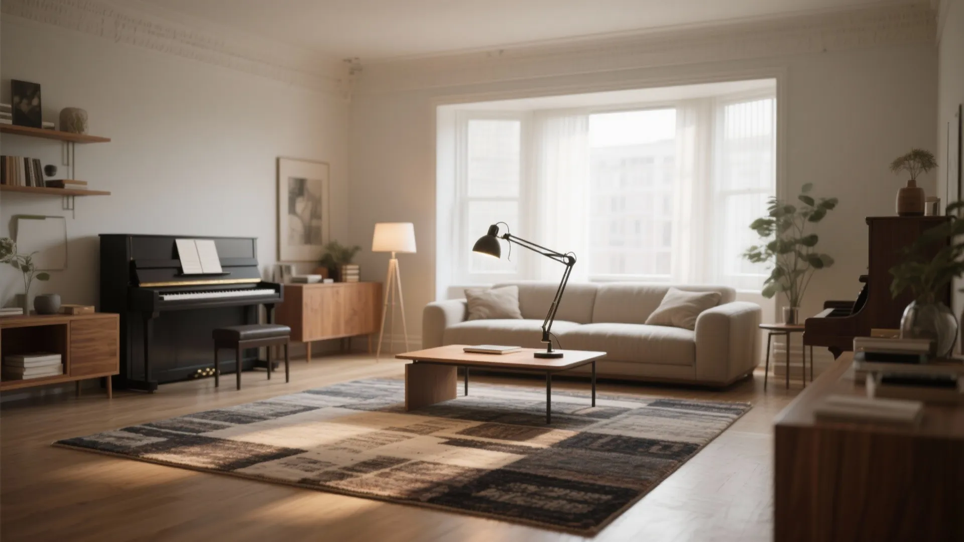 3. Define the zone with rugs and lighting