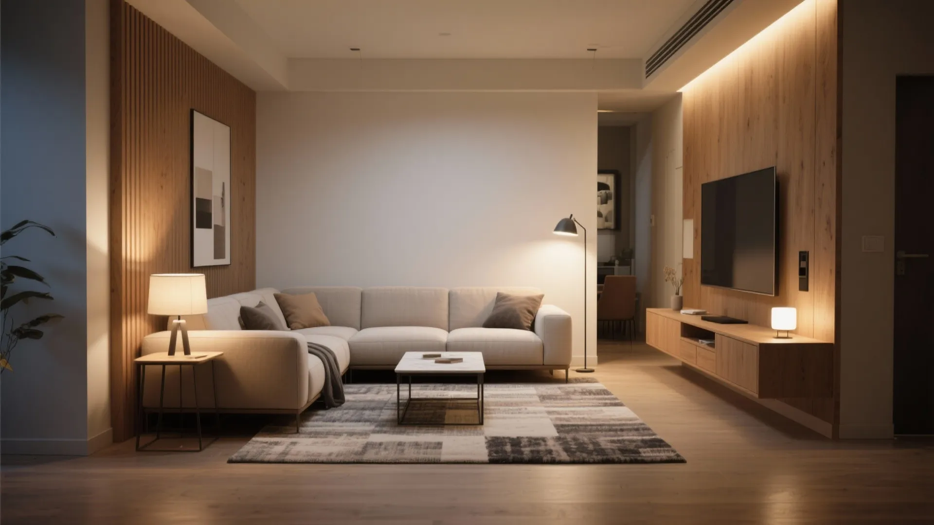 5. Create Visual Flow with Rugs and Lighting