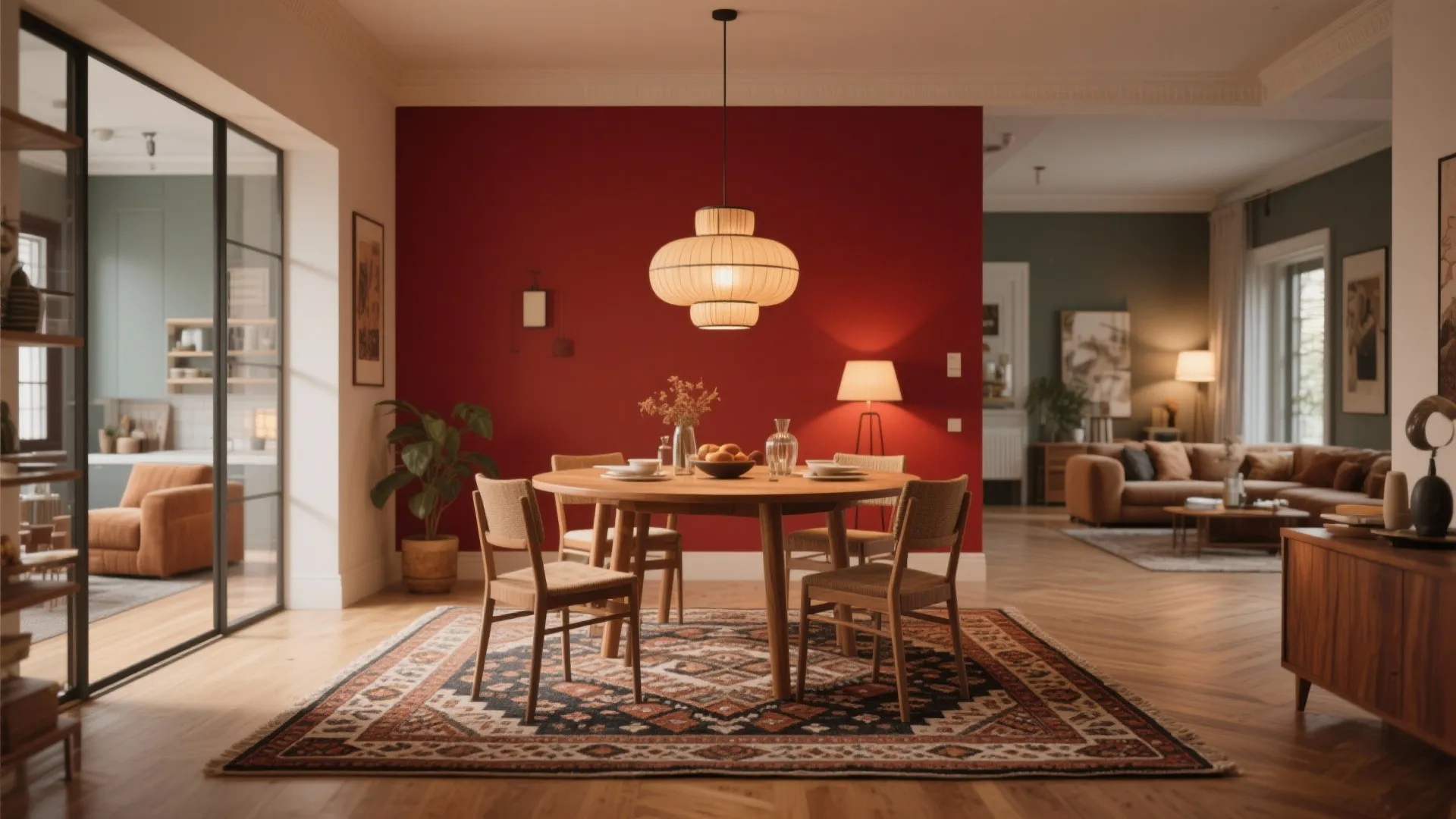 4. Define zones with rugs and lighting