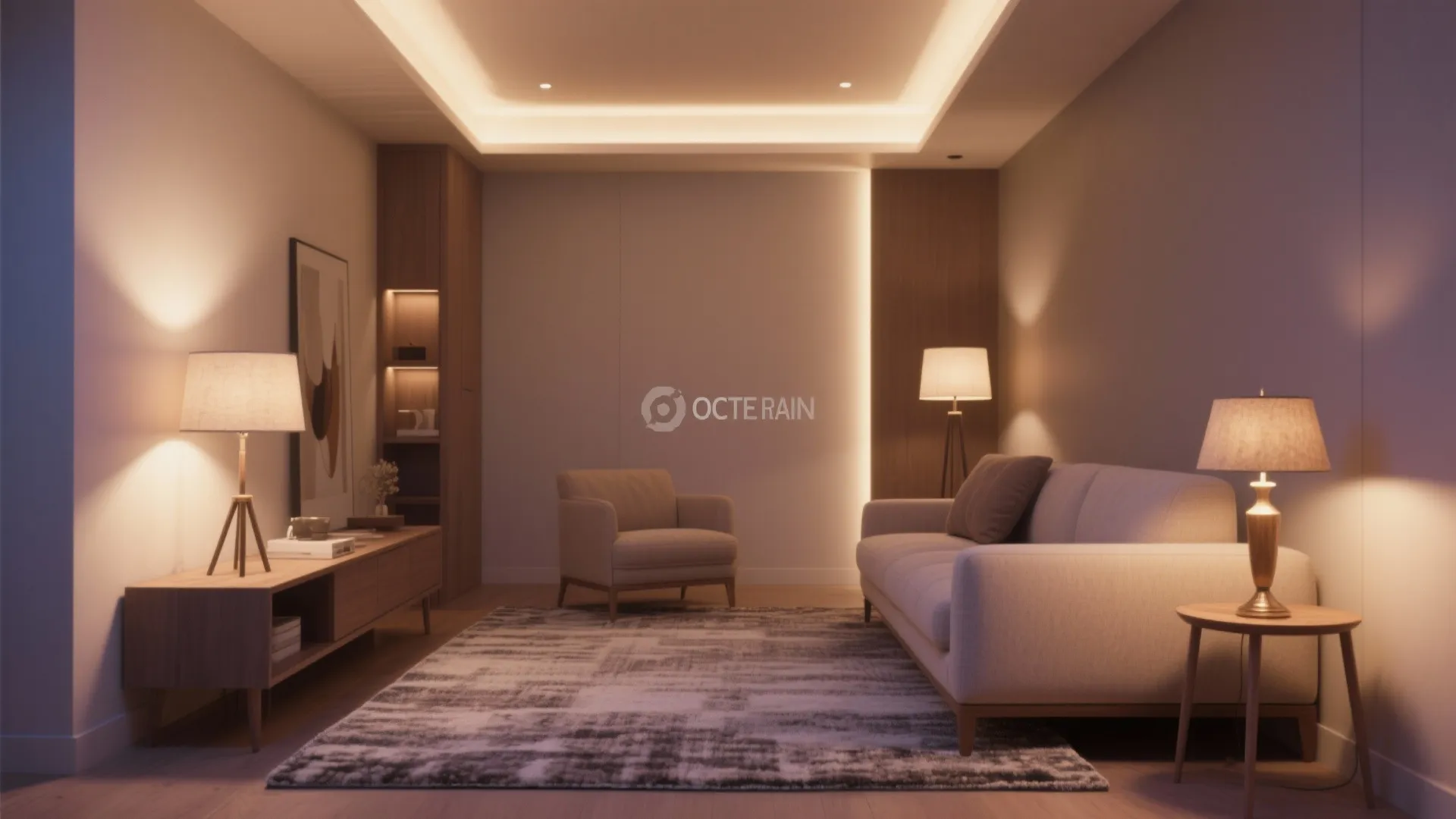 3. Create zones with rugs and lighting