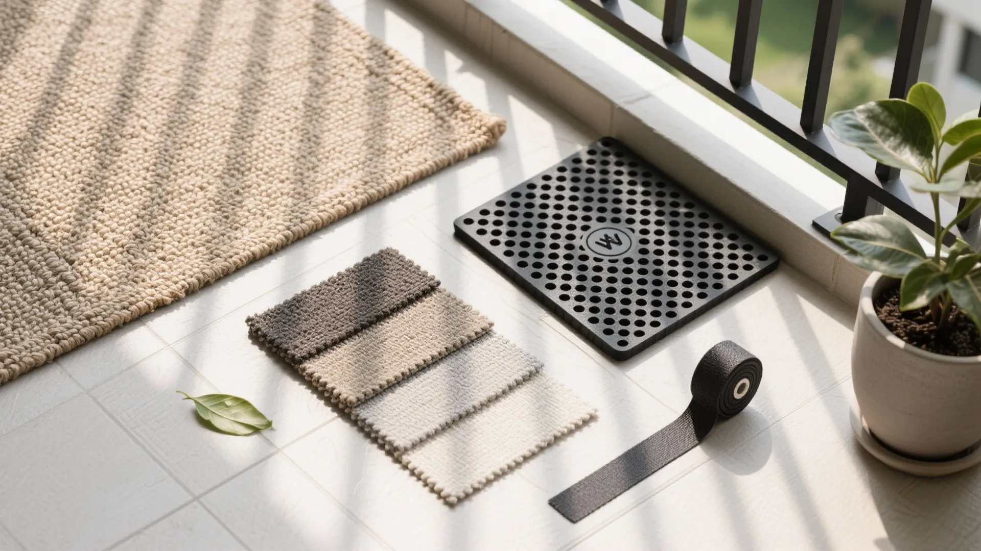 2) Outdoor Rugs with Drainage Pads