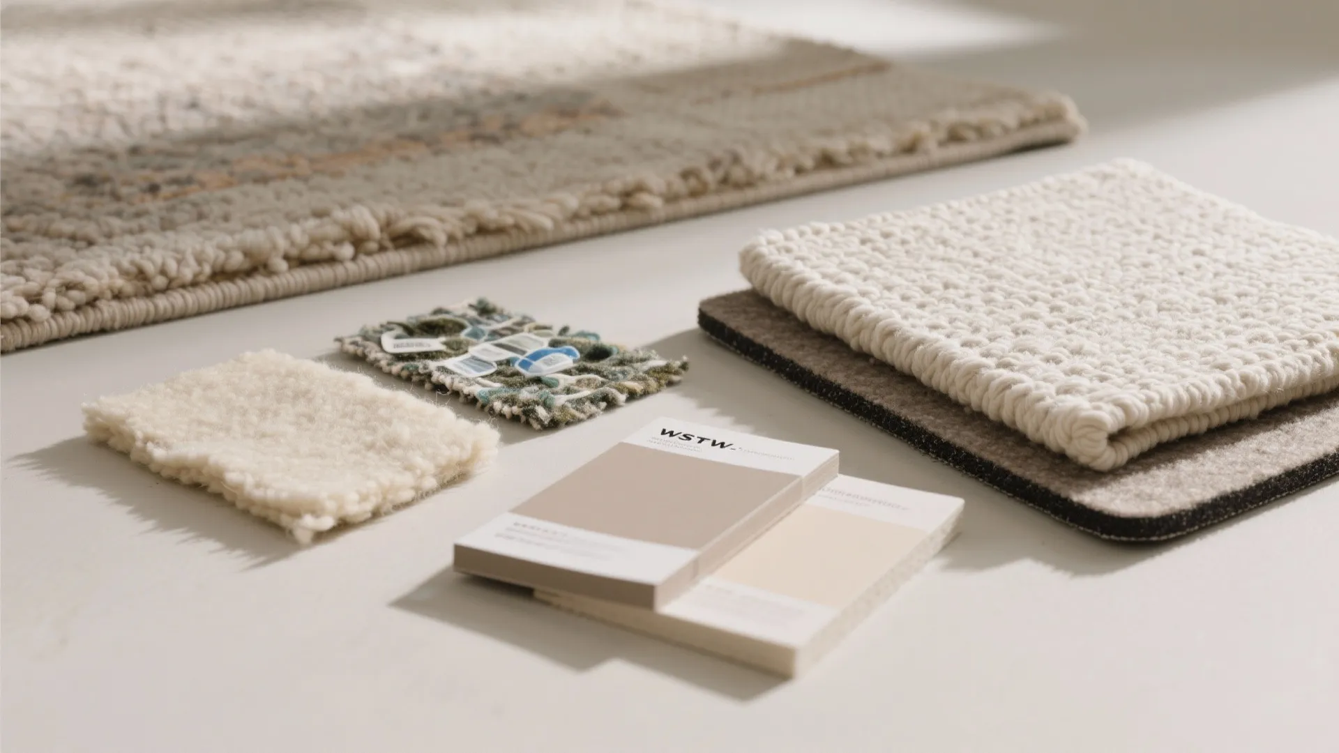 2) Full-coverage rug under all legs (hotel-lobby calm)