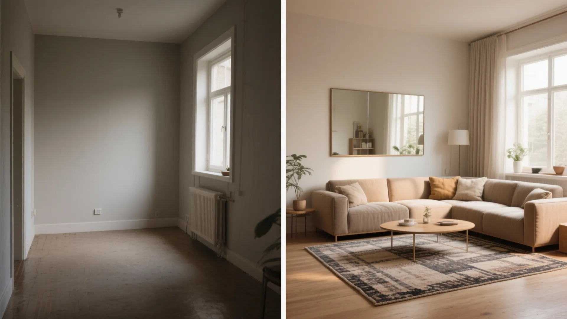 5. Use rugs and mirrors to define and enlarge space