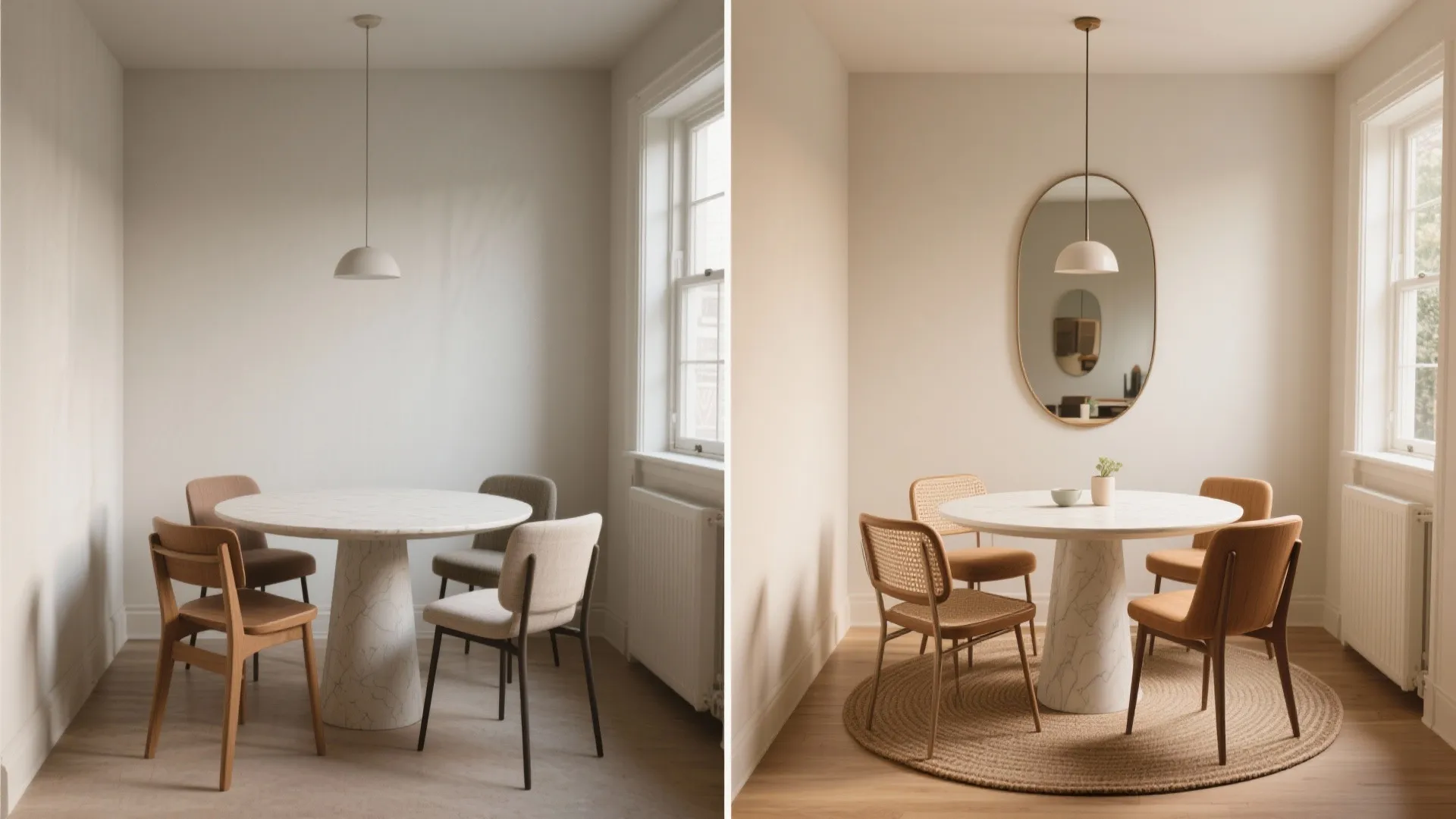 5. Layer rugs and mirrors to expand the feel