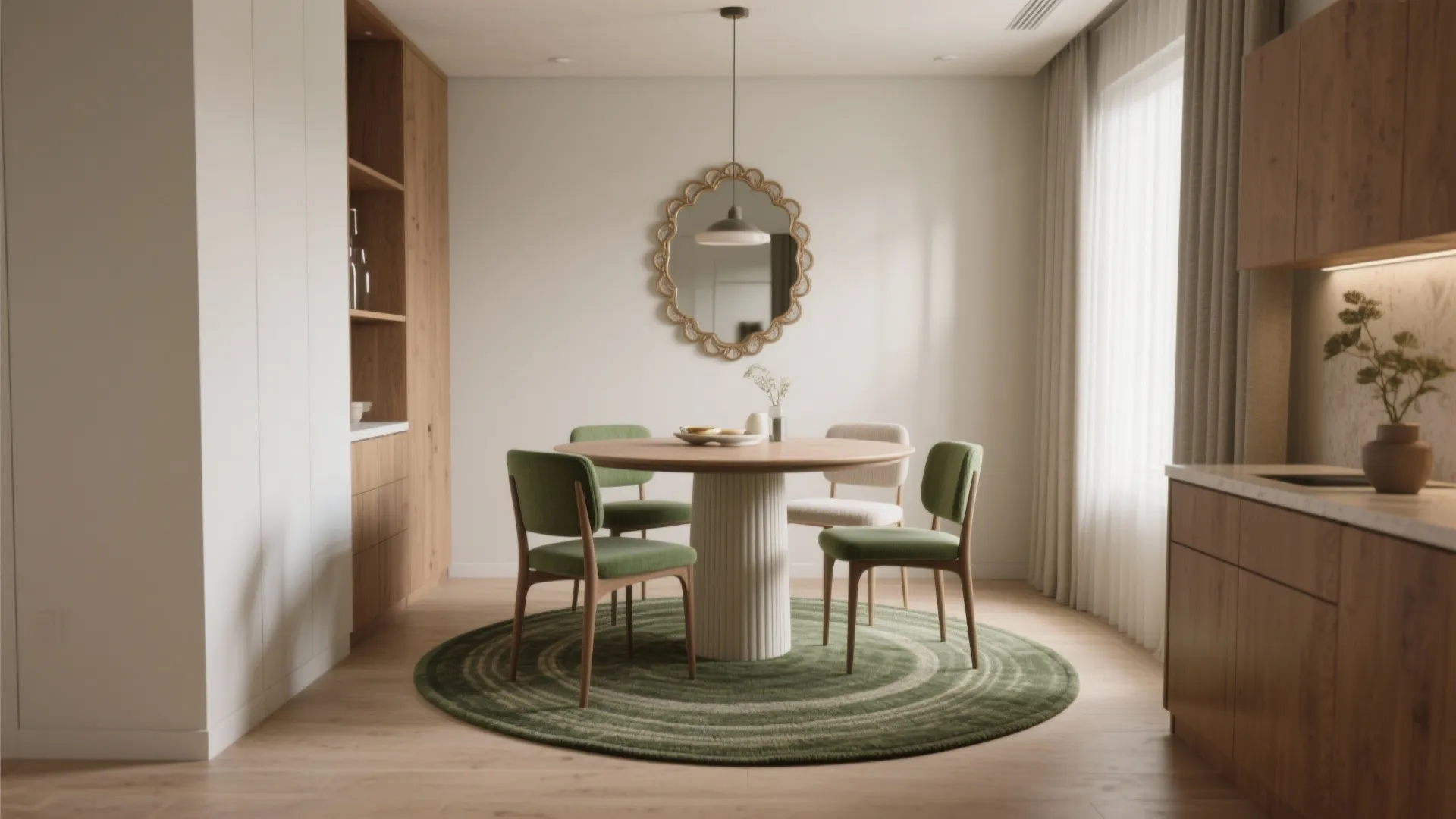 4. Visual tricks with rugs and mirrors