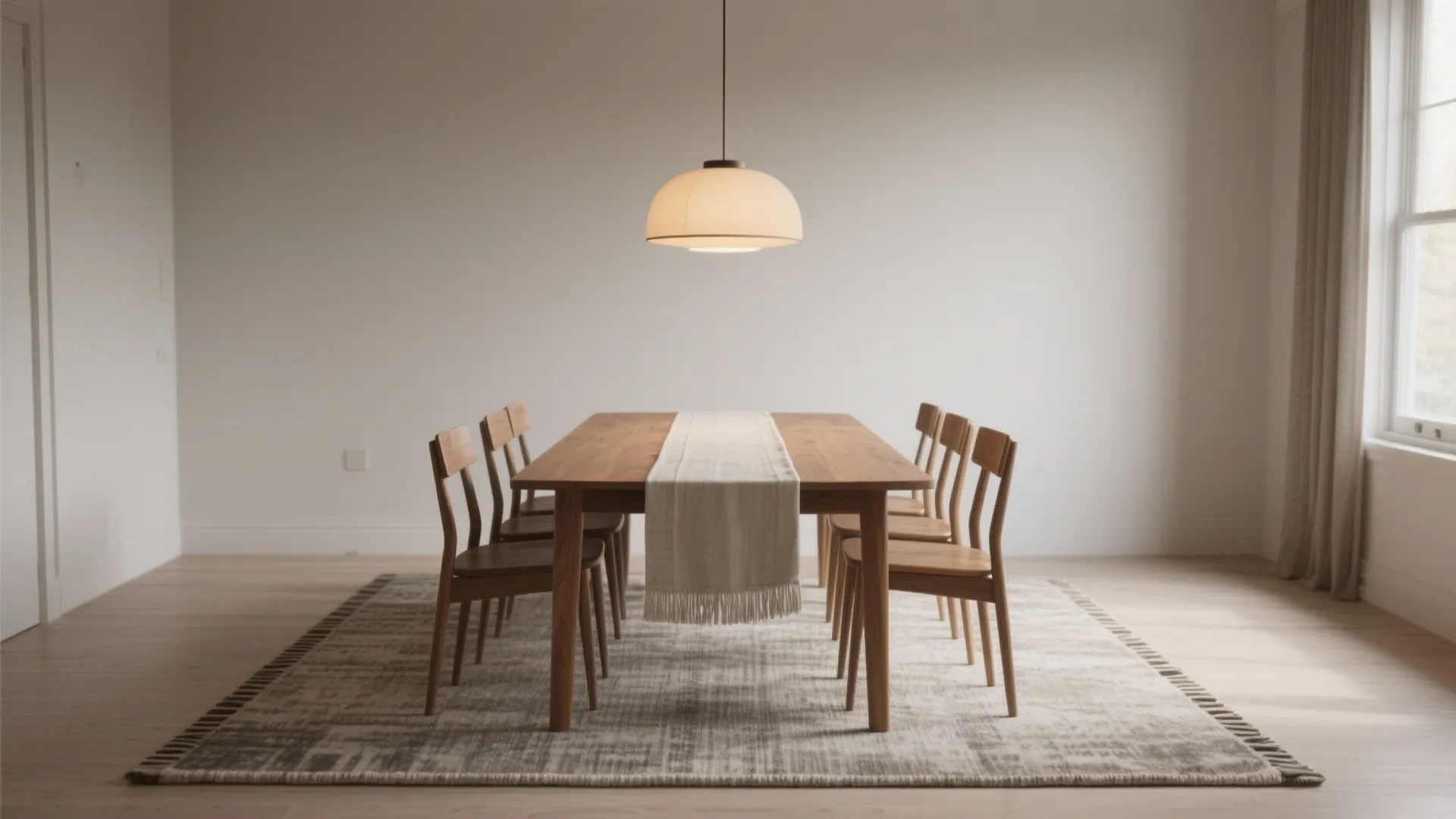 3. Anchor with a thin rug and smart lighting