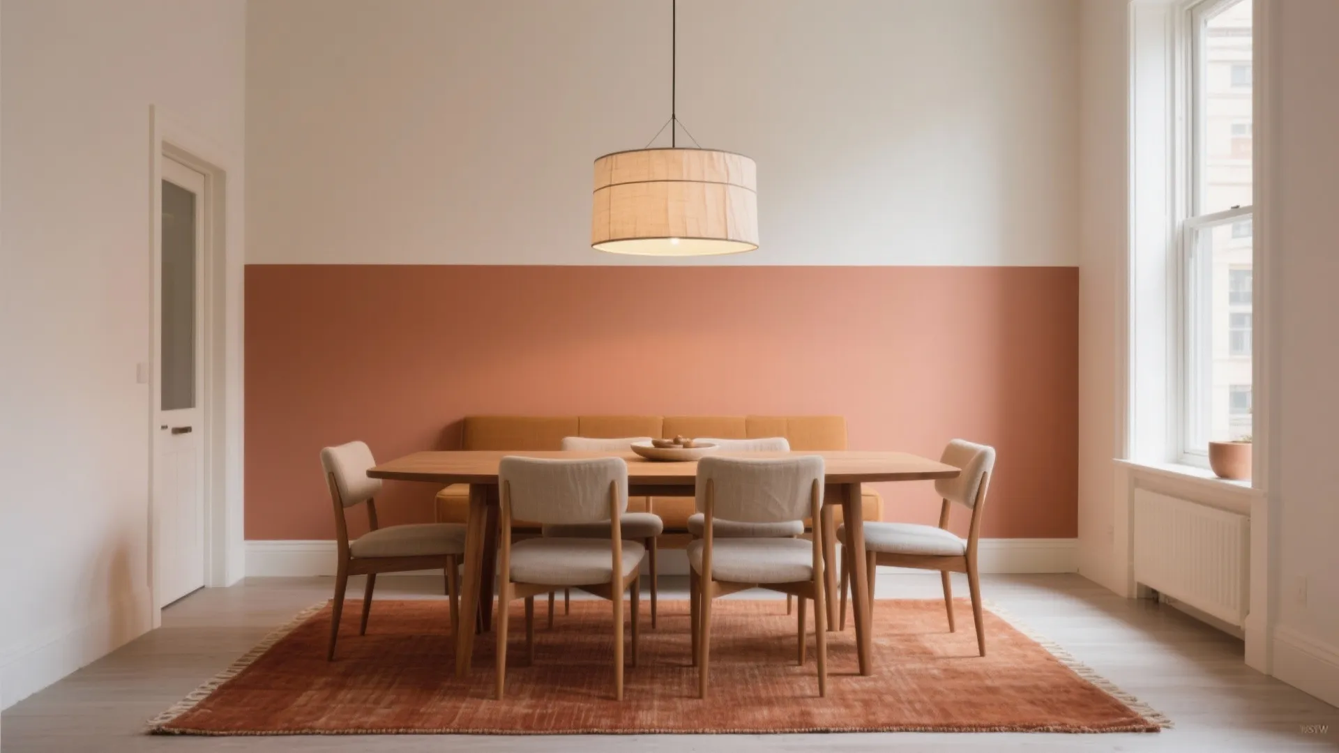 Zone with Rugs, Pendants, and Color Blocking