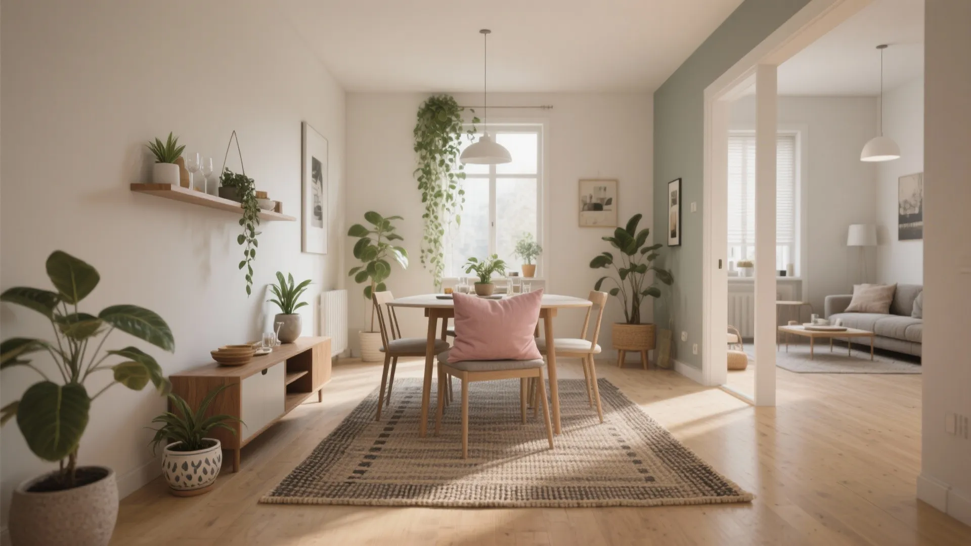 5. Define the Zone with Rugs, Plants and Small-Scale Storage