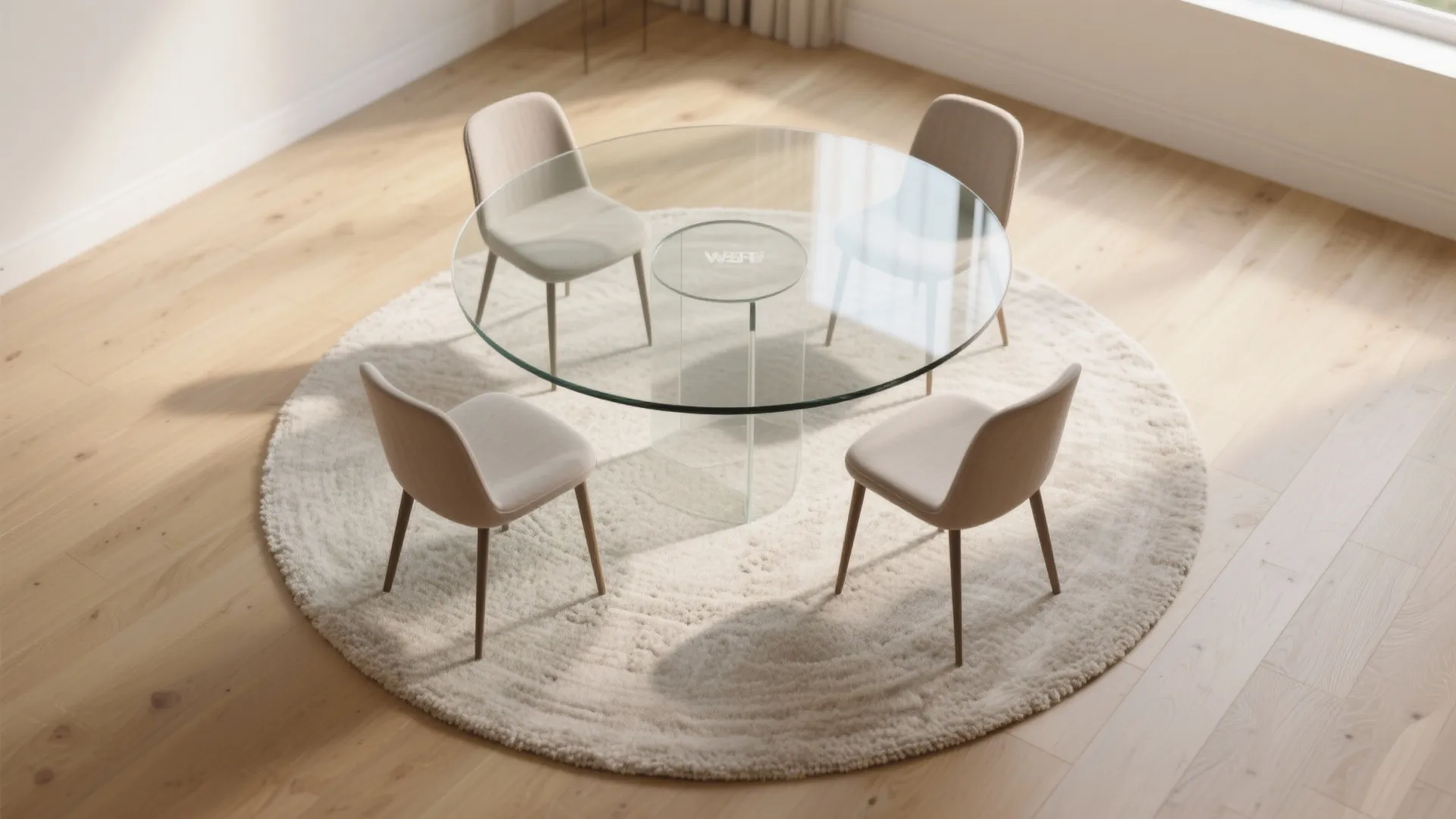 3. Anchor with a round rug that’s slightly bigger