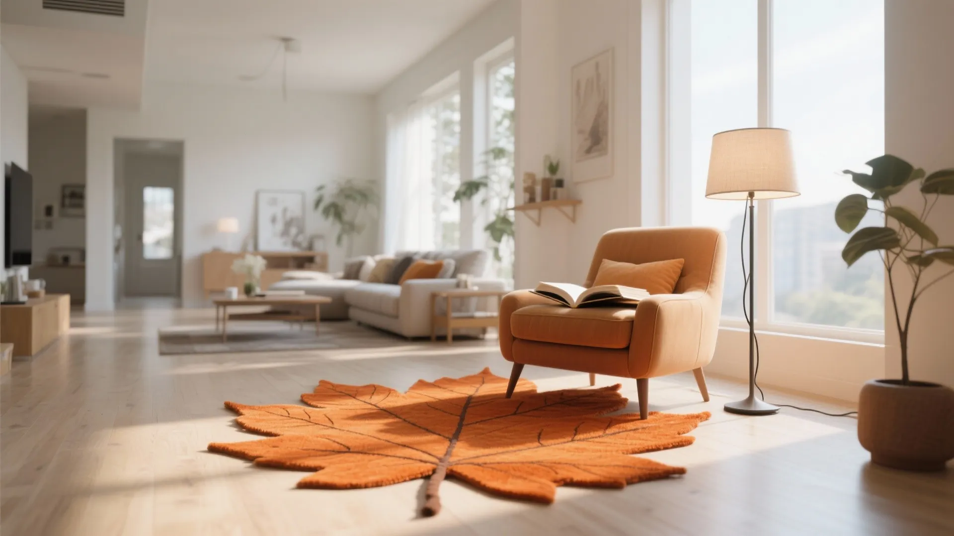 10. Defined zones with the rug