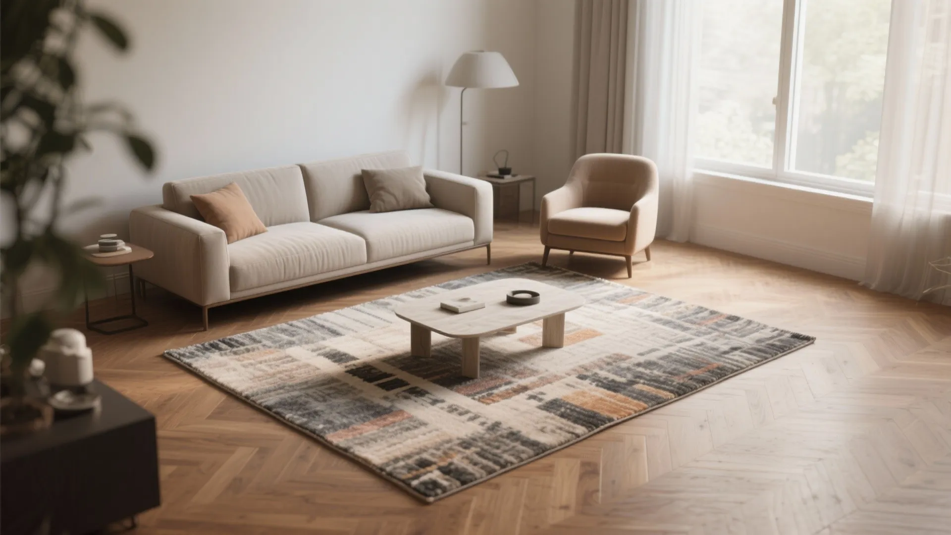 3. Anchor with a rug and scale down seating