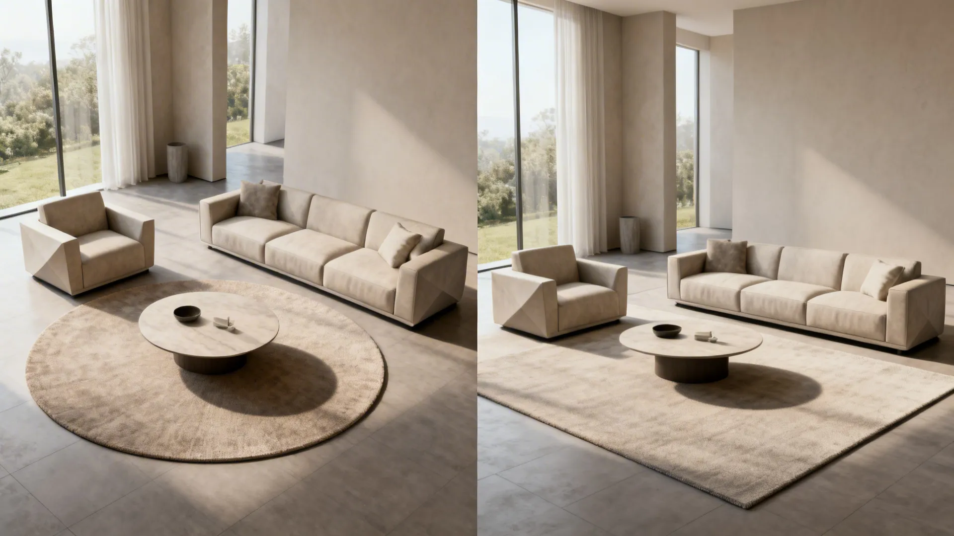 5. Align rug shape with furniture flow