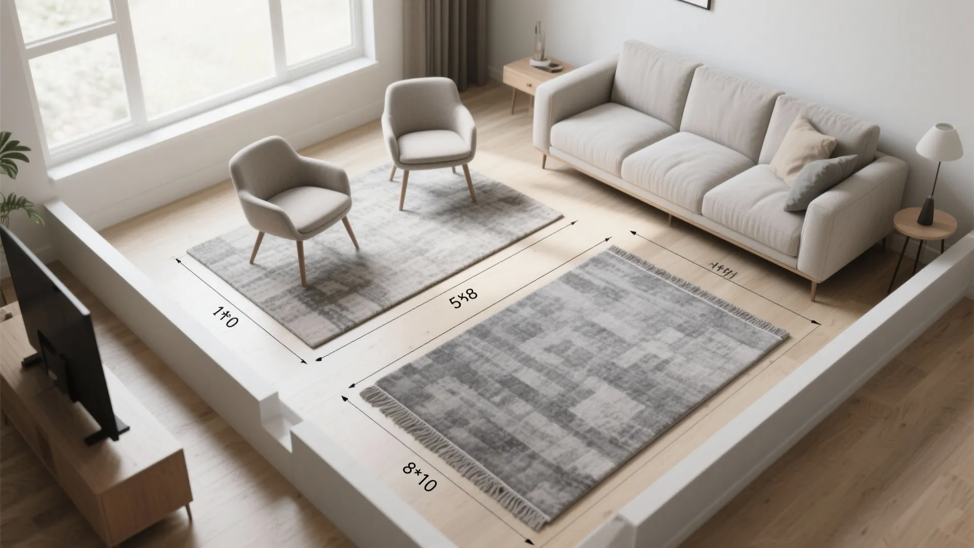 3. Use rug size to enlarge the room