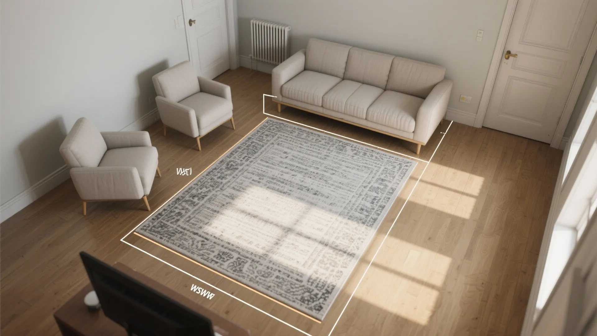 How to size and place simple living room rugs