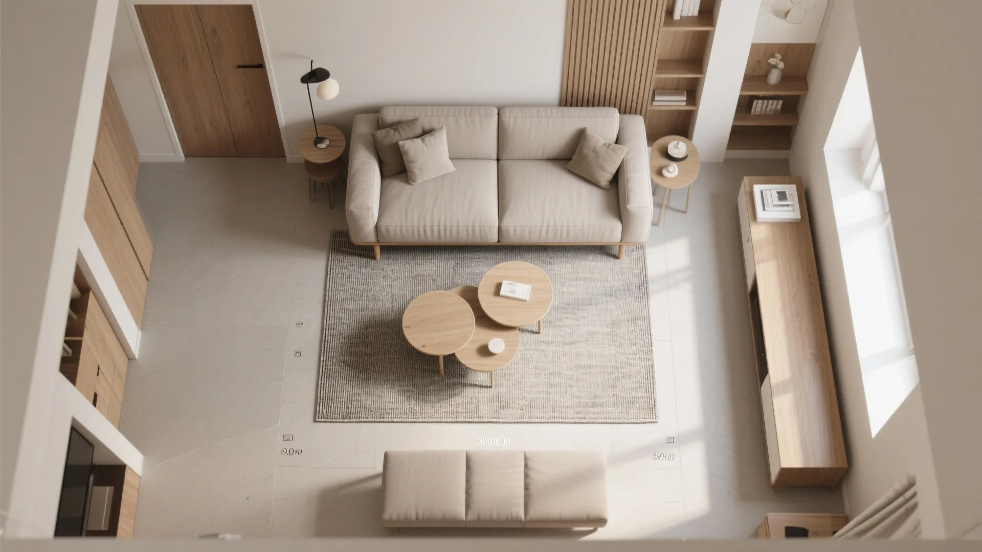 Right-size rug and flexible tables