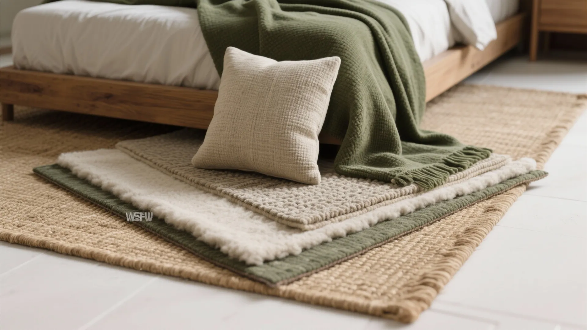 5. Layered rugs and textiles to define sleeping areas