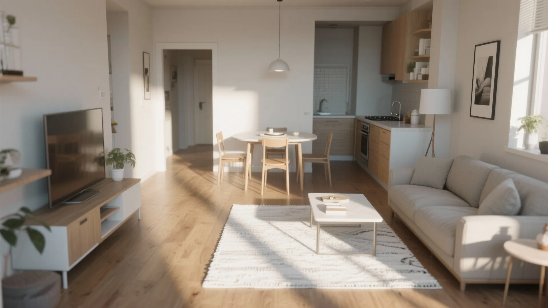 5. Use white rugs to transition between zones