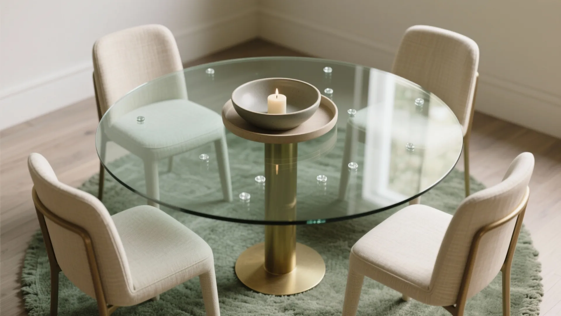 Idea 1: Ground the glass with a rug and a round tray