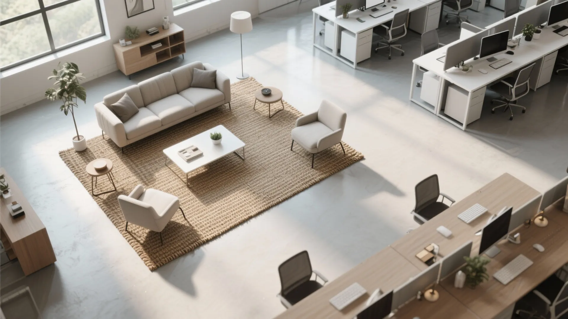 5. Zone separation with rugs