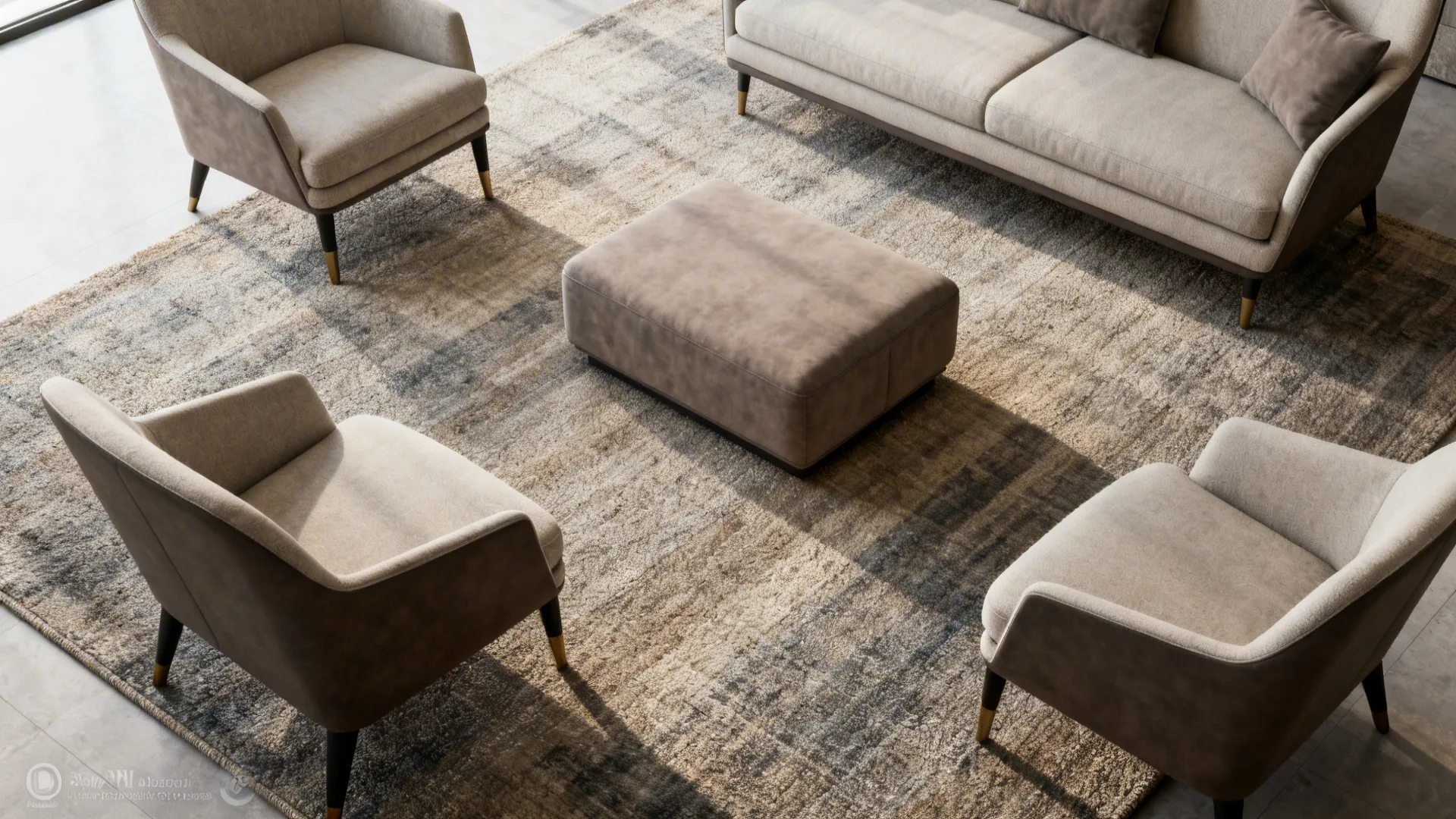 3. Create zones with rugs and furniture placement