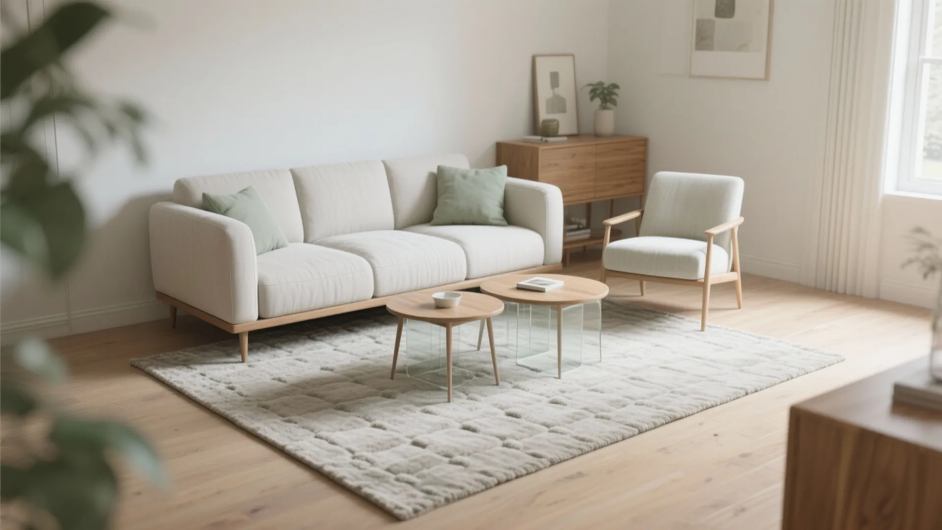 Idea 4: Zone with a right-sized rug and flexible tables