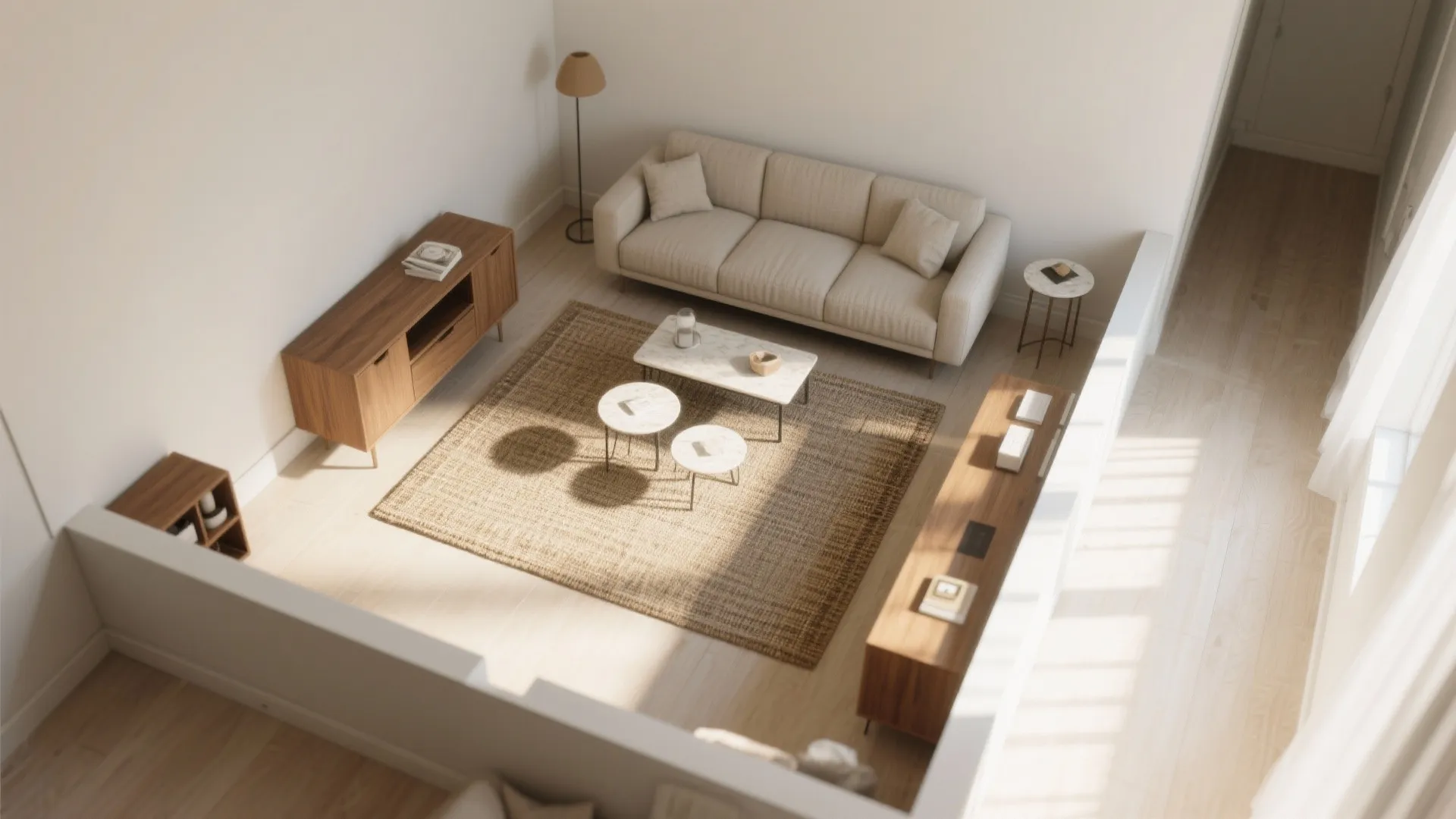 Idea 2: Float the furniture and define zones with a rug