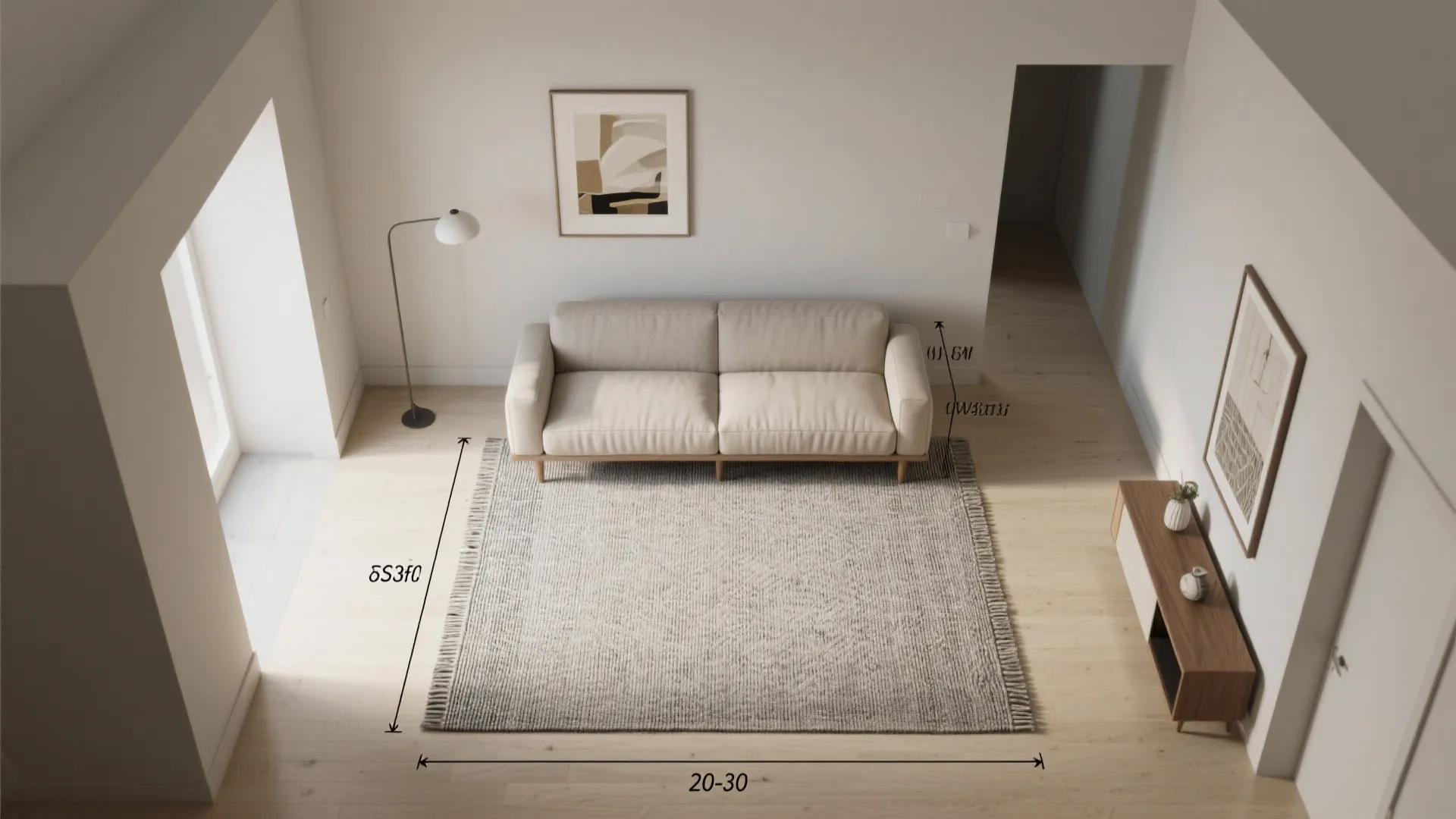 Zone with a right-sized rug and a centered sightline