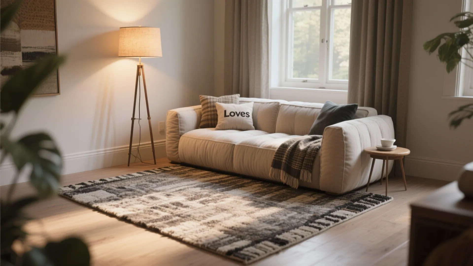 3. Define zones with rugs and lighting