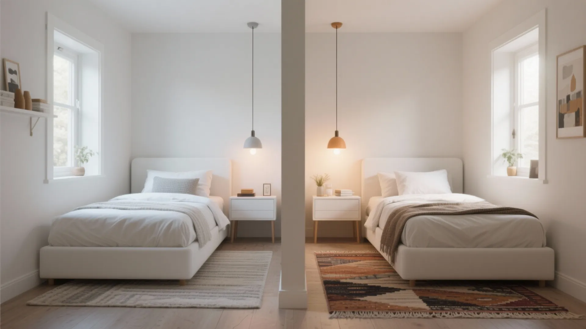 3. Create visual separation with rugs and lighting