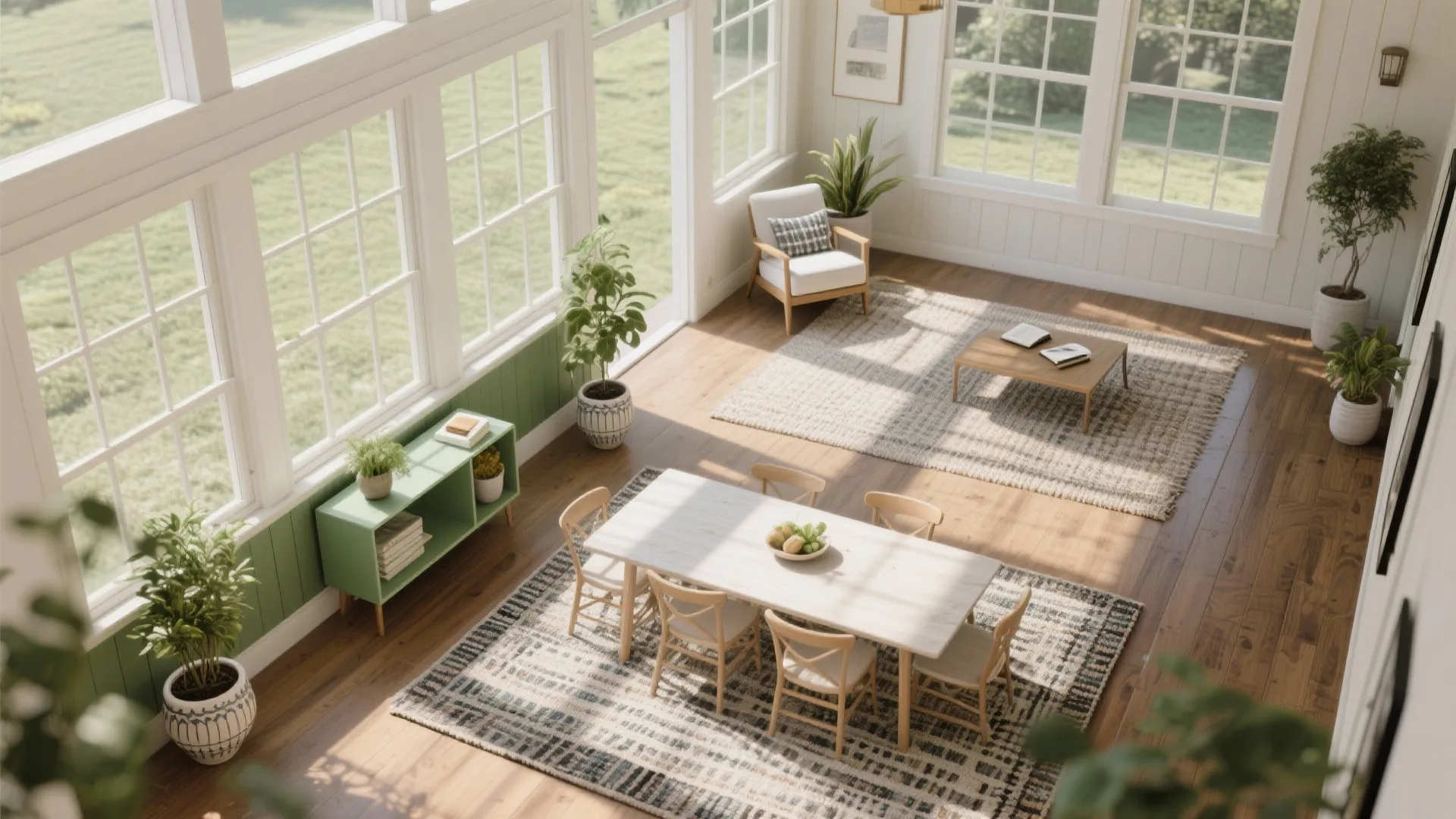 3. Create Zones with Rugs and Planters