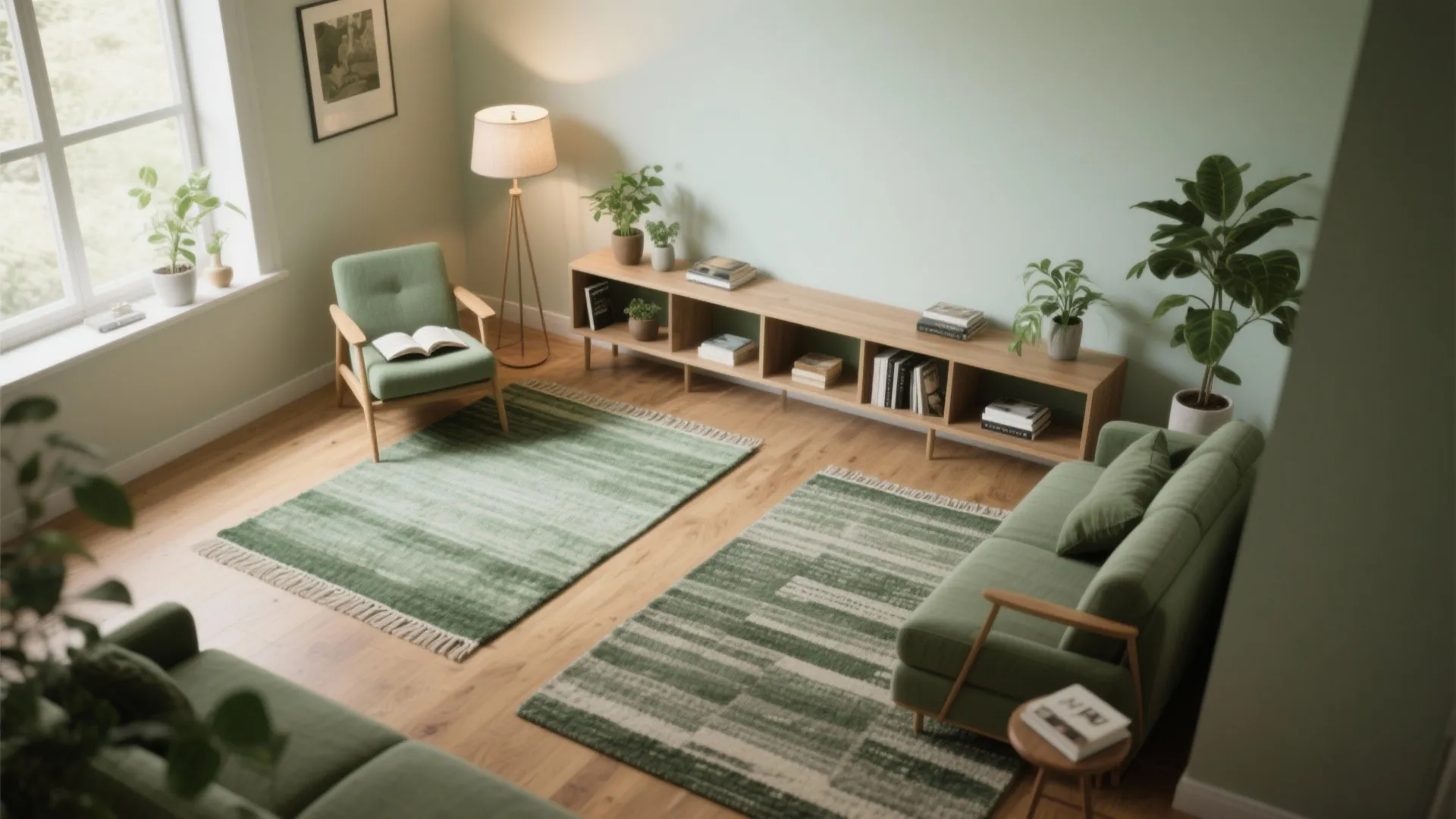 2. Zone with Rugs and Low Shelving