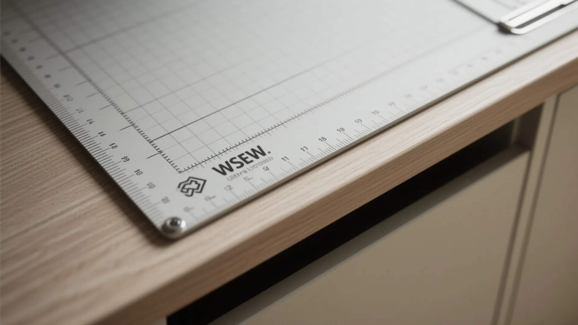 2. Built-in ruler and grid top on a shallow cabinet