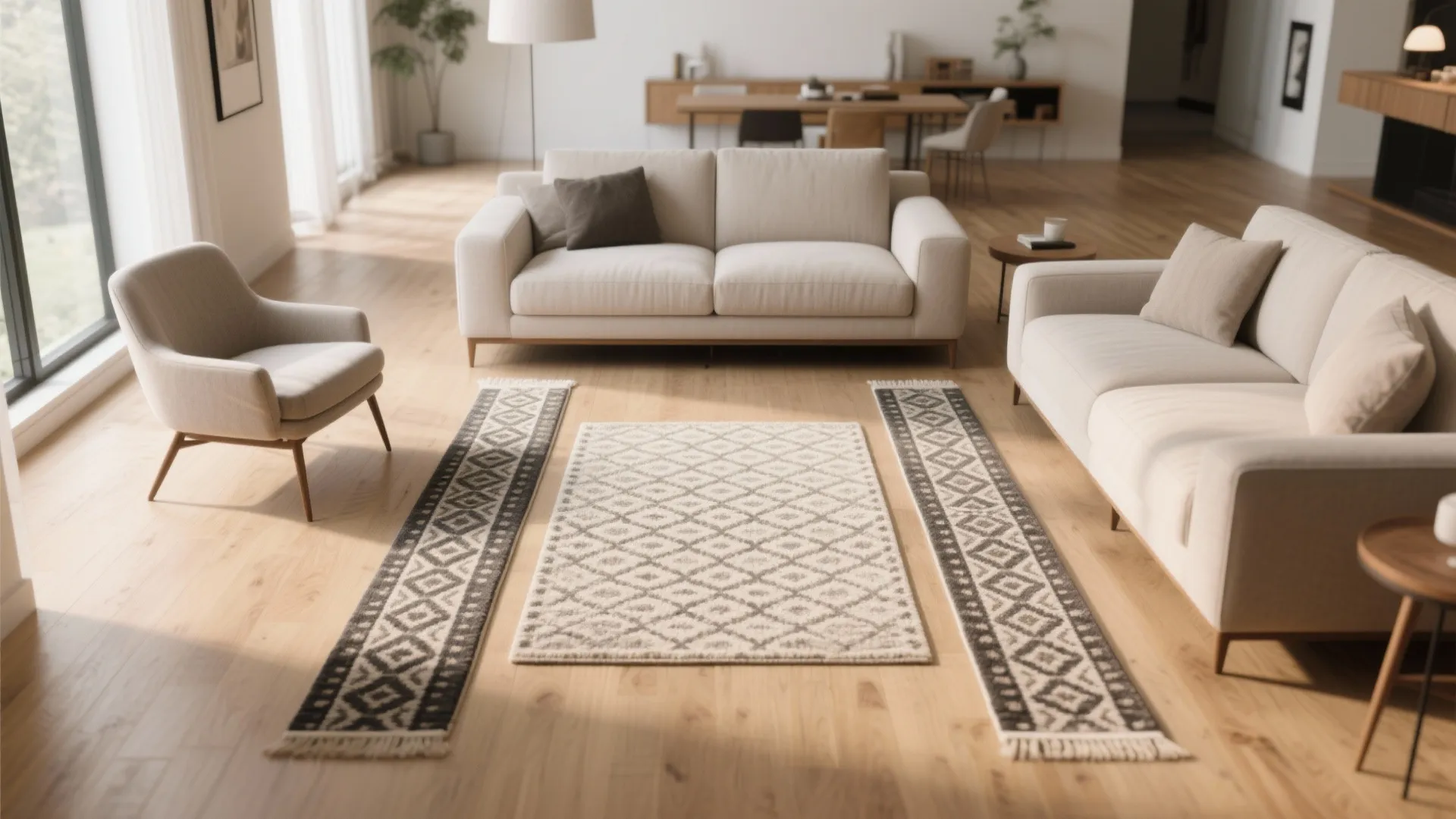 Use a Bold Runner or Two to “Bridge” the Area