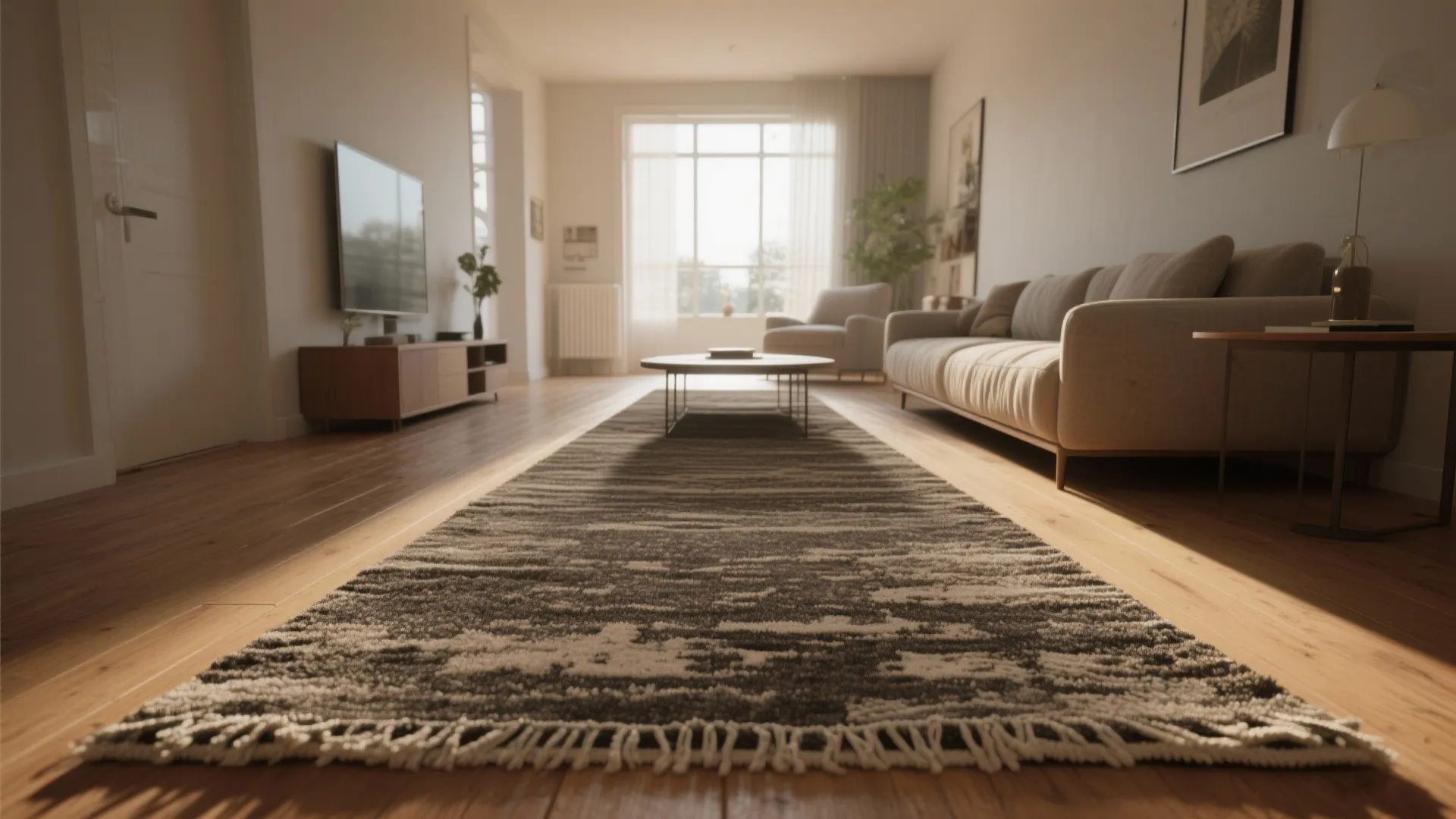 3. Use a runner or narrow rug to elongate a rectangle
