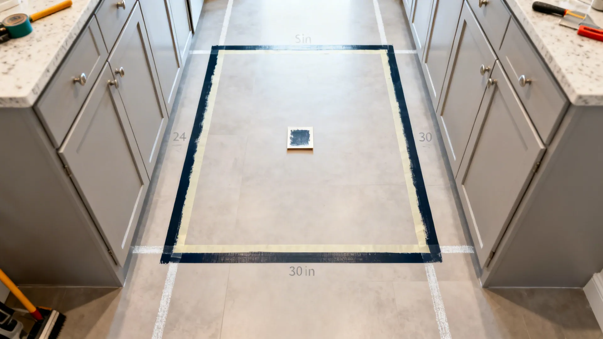 3) Painted Area Rug (Border + Inlay Illusion)