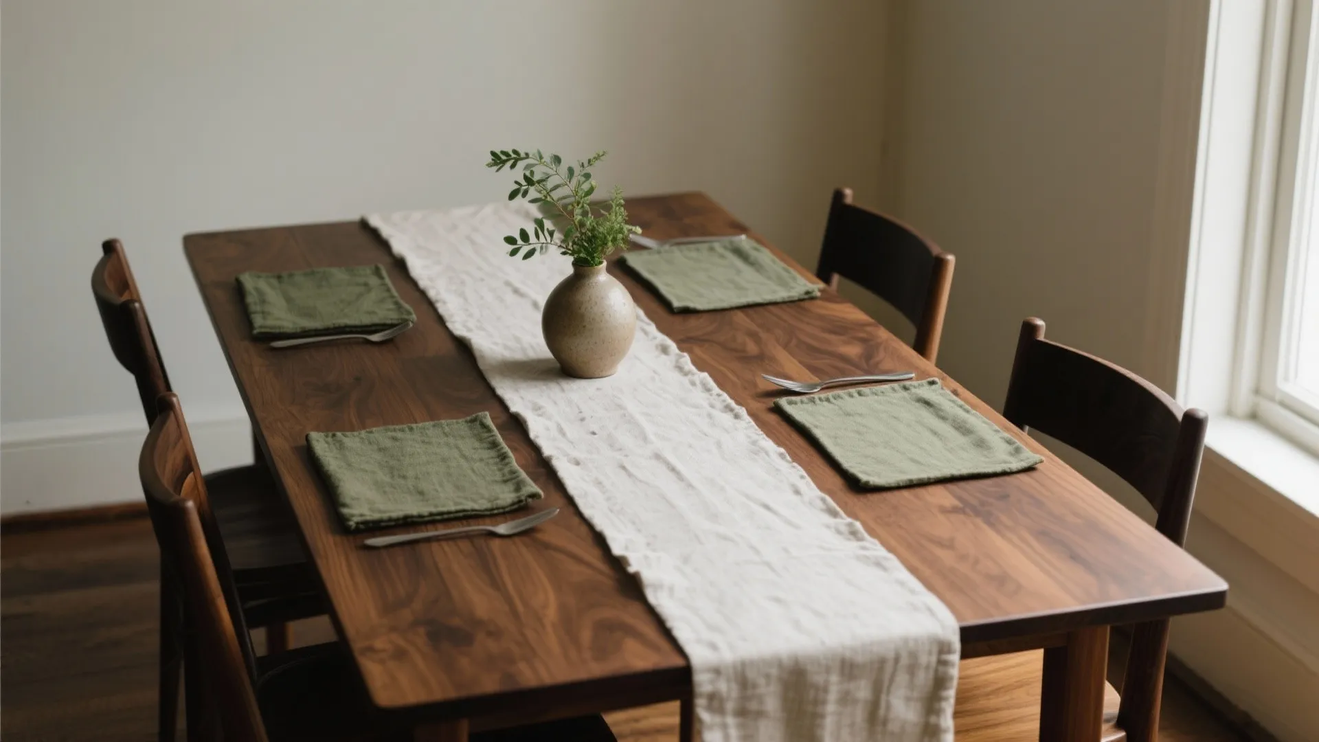 Idea 1: Layer a slim runner with placemats (let the table breathe)