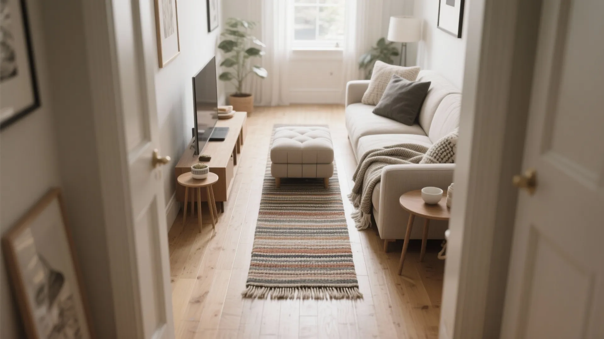 Runner + Ottoman: Micro-Living Room Strategy