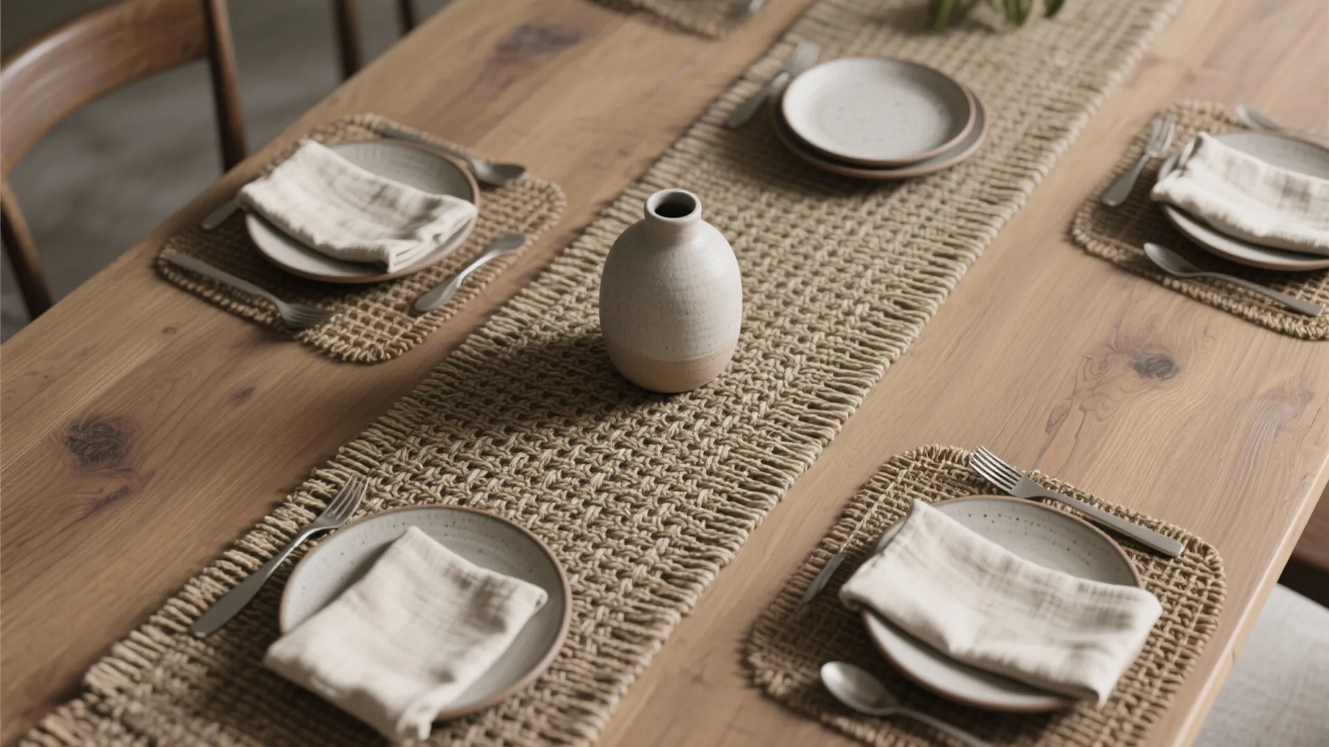 3. Use a runner and layered placemats to tune scale