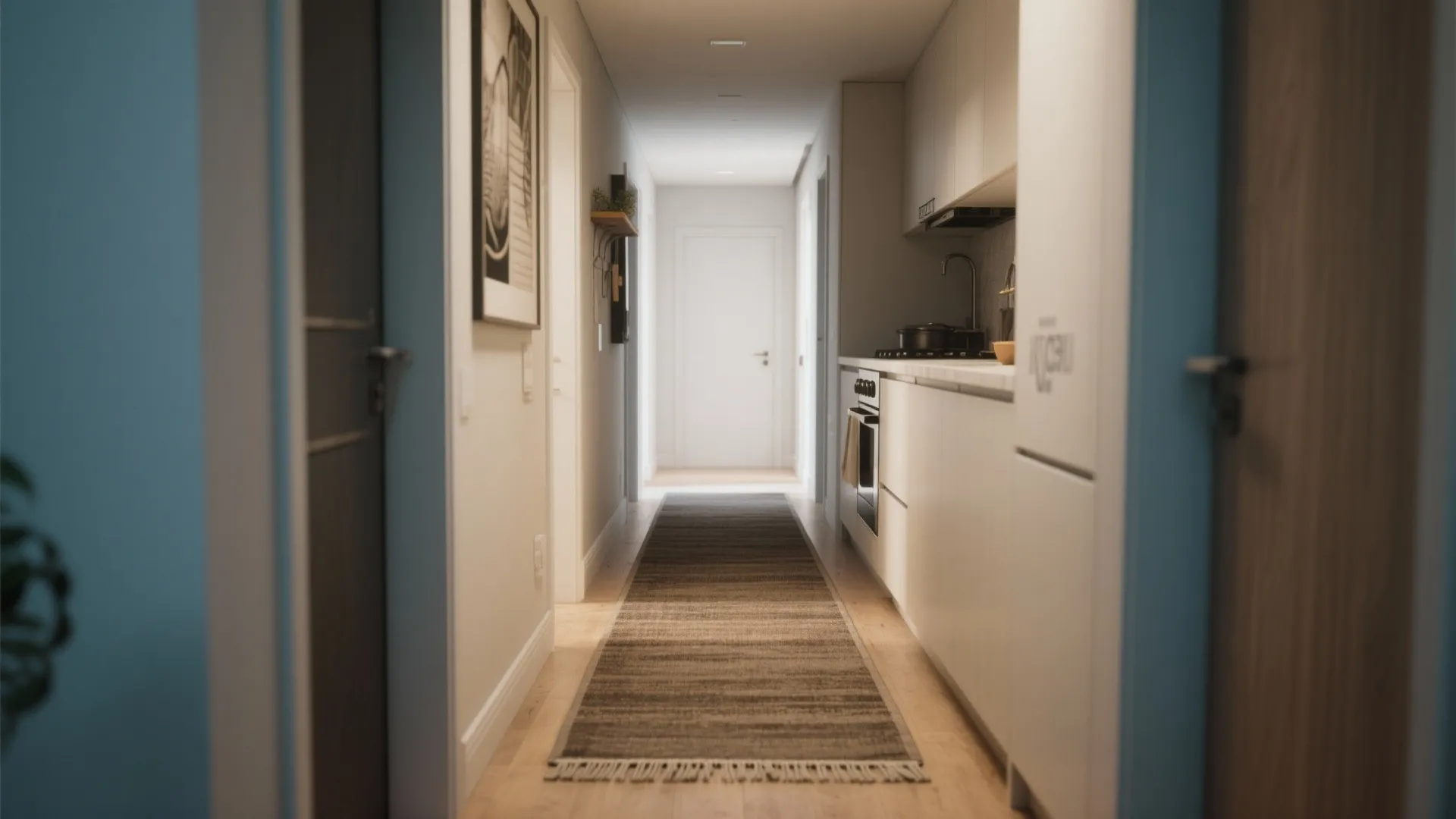 2. Use runner rugs to define narrow zones