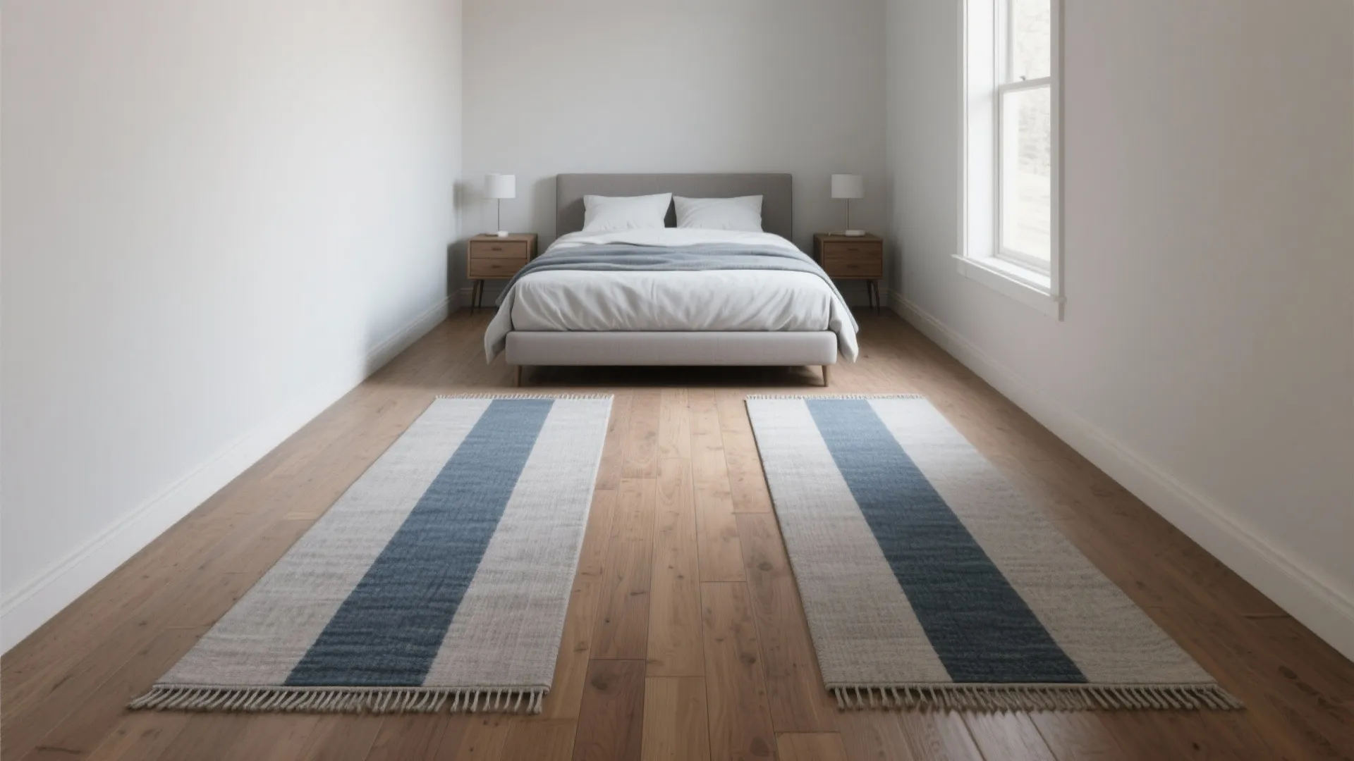 1. Runner rugs on either side