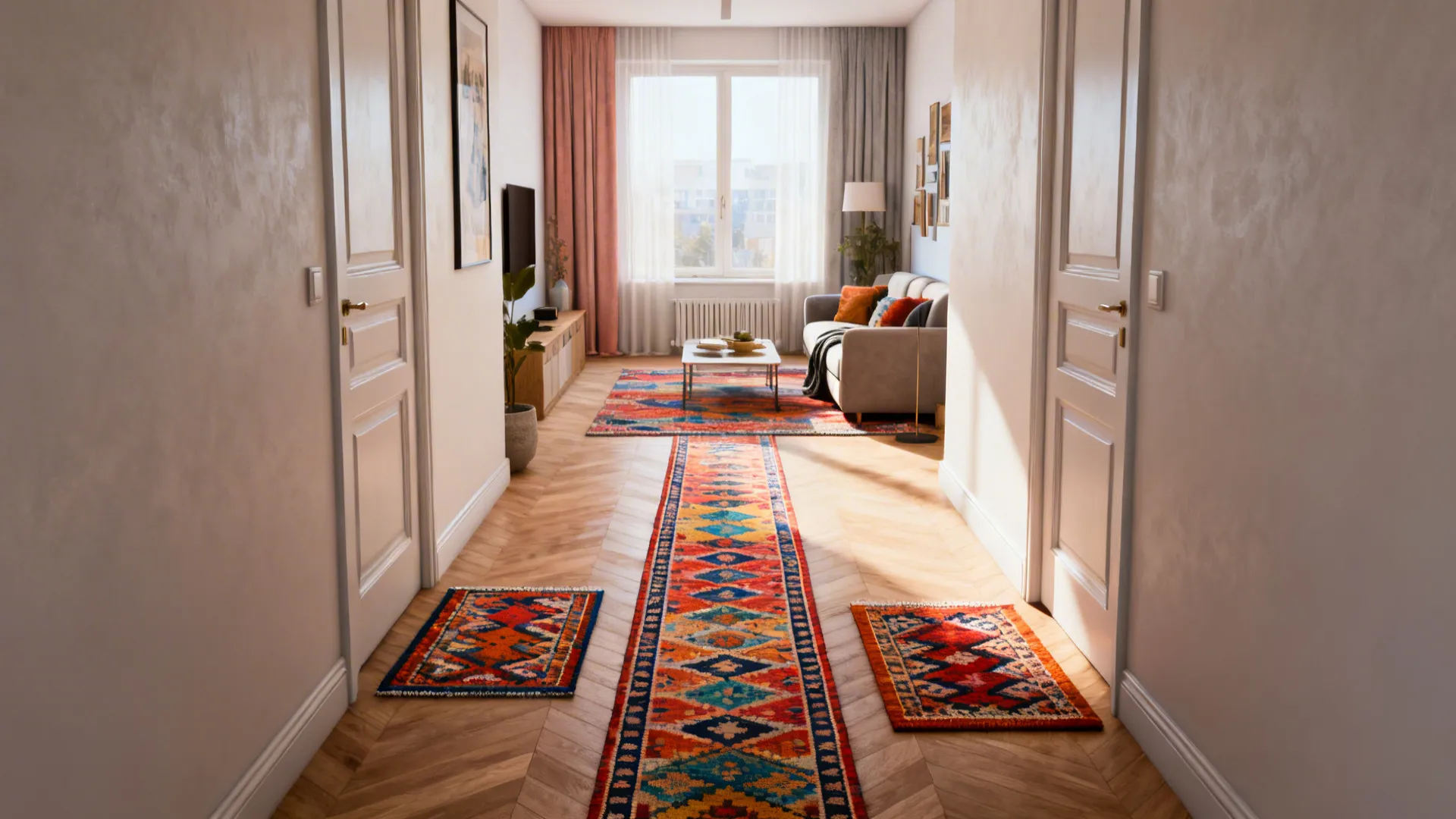 4. Try runners or multiple small rugs