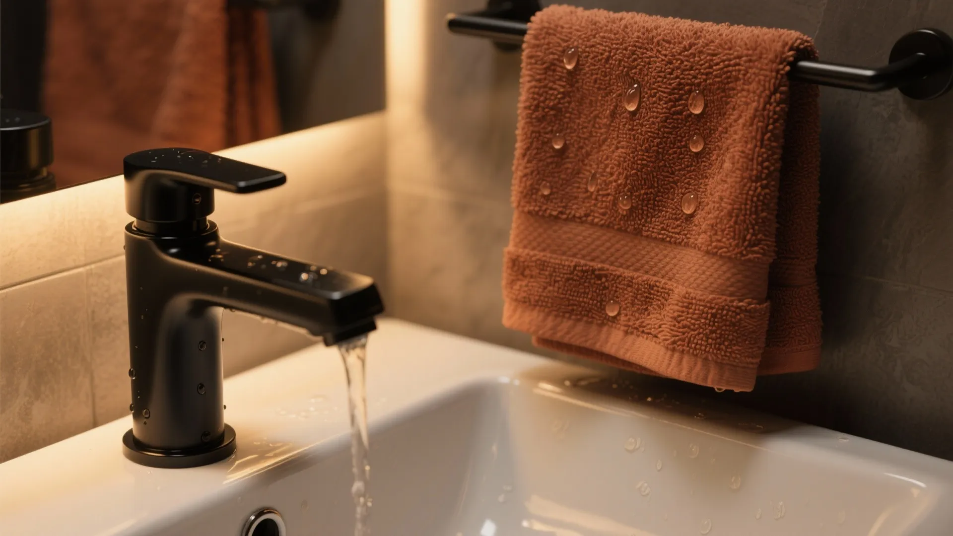 1. Rust Towels with Matte Black Fixtures